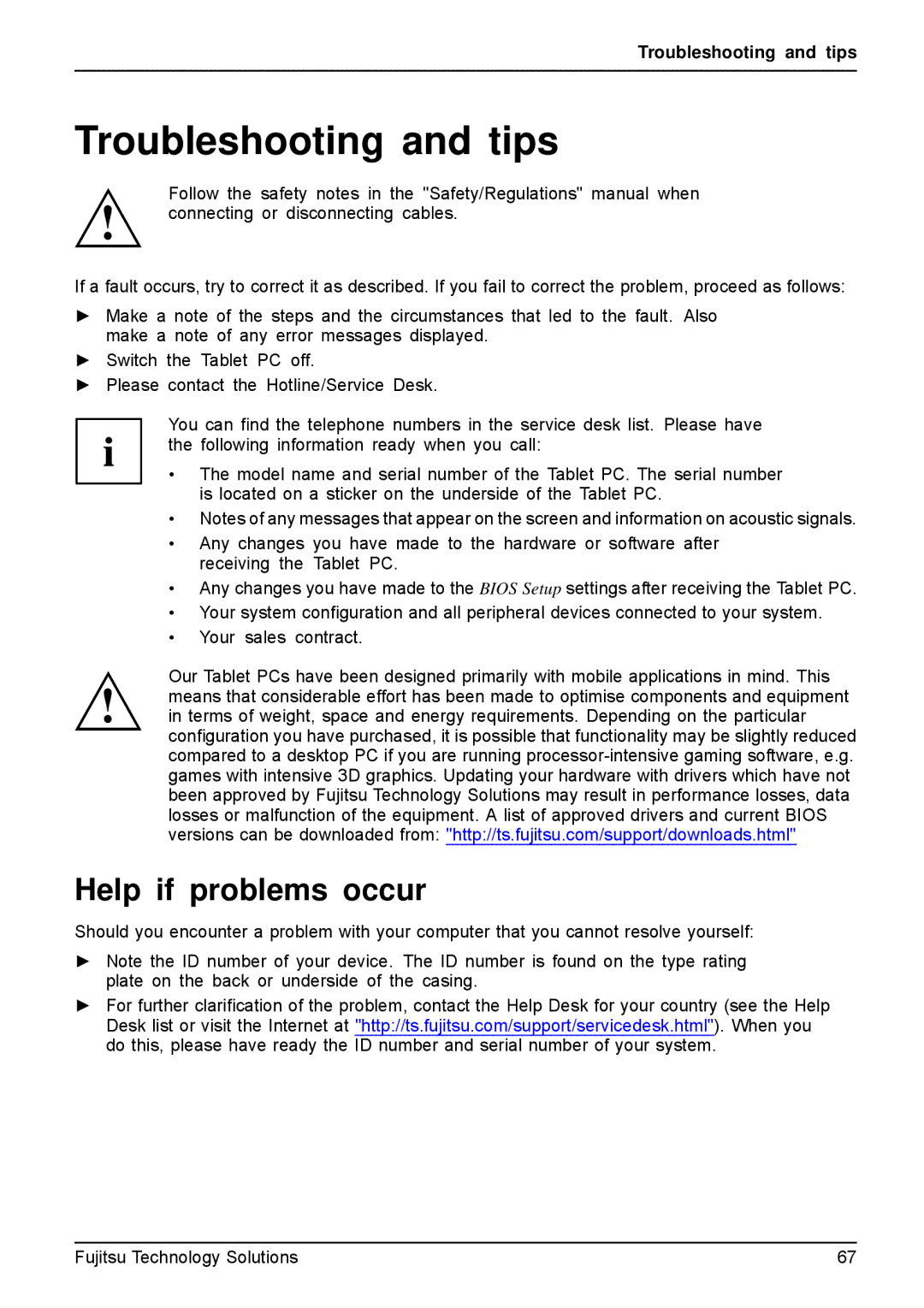 Fujitsu Q550-30GB-01 manual Troubleshooting and tips, Help if problems occur 