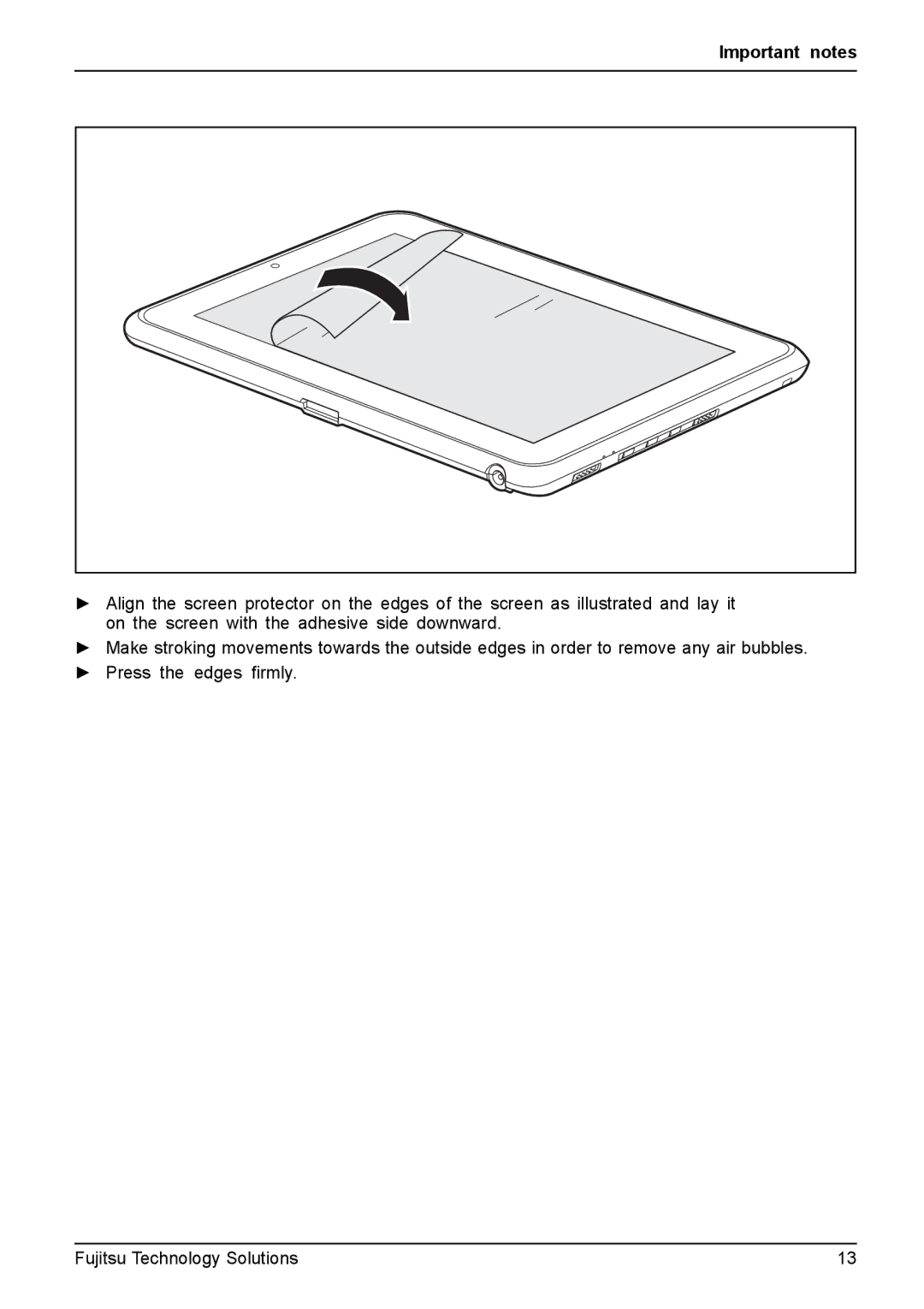 Fujitsu Q550 manual Important notes 