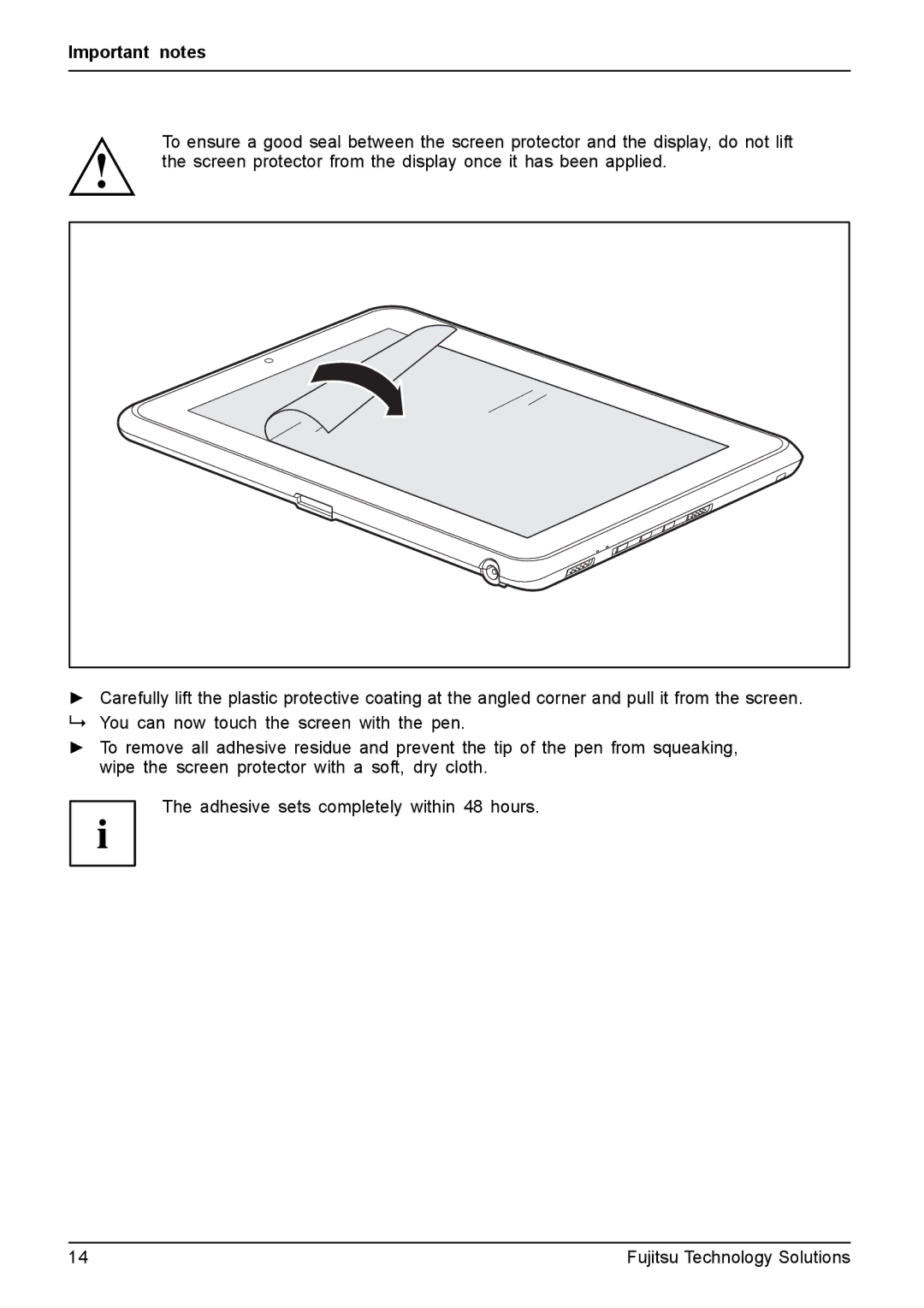 Fujitsu Q550 manual Important notes 