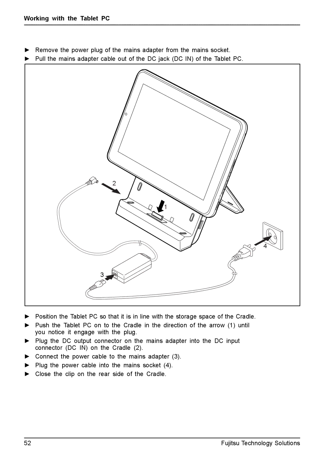 Fujitsu Q550 manual Working with the Tablet PC 