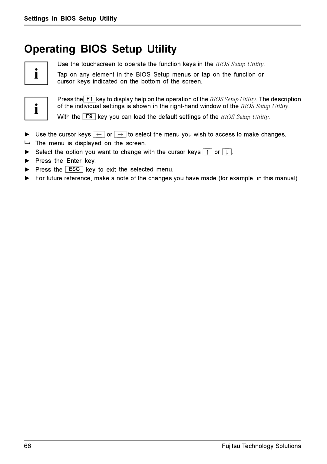 Fujitsu Q550 manual Operating Bios Setup Utility 