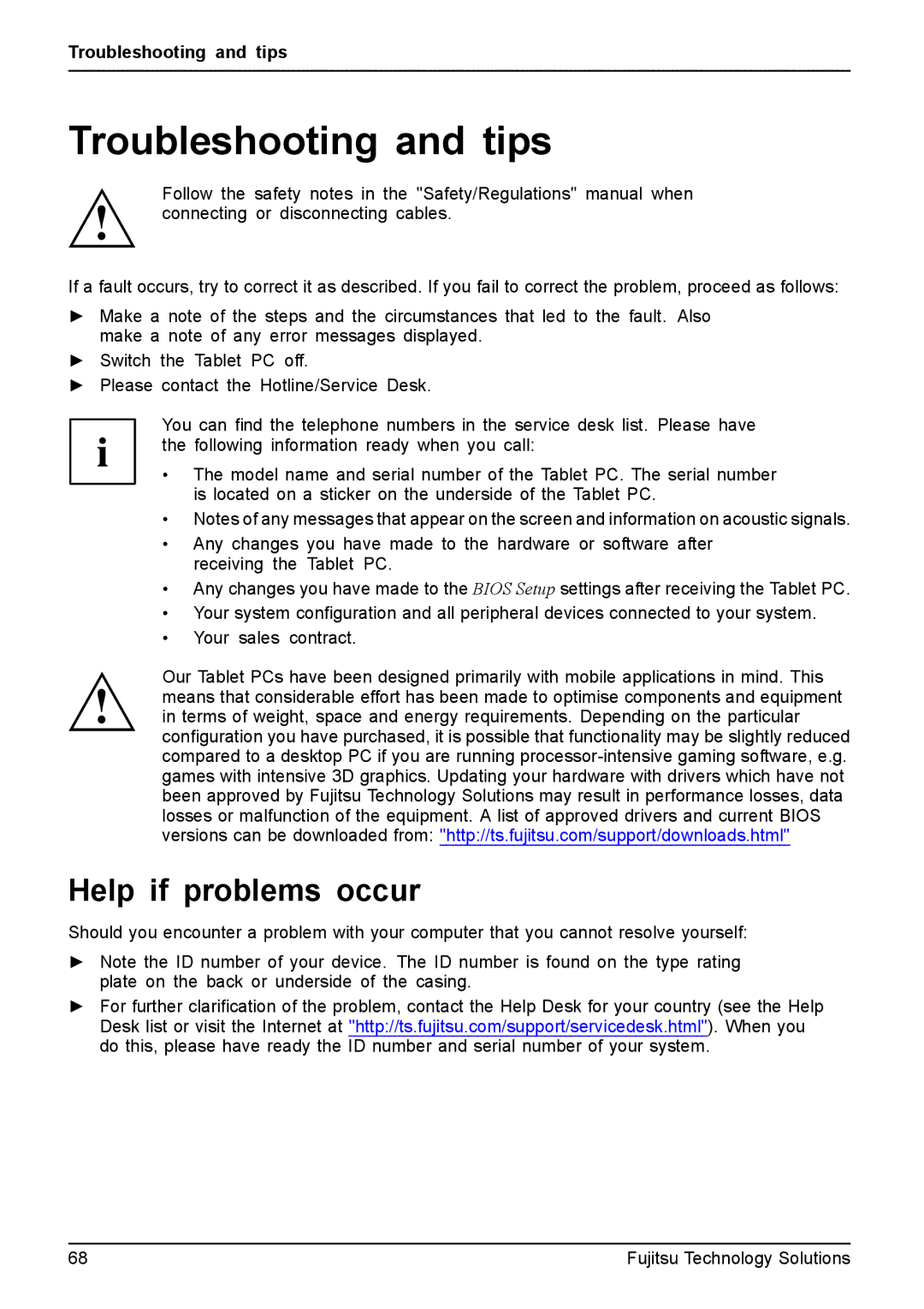 Fujitsu Q550 manual Troubleshooting and tips, Help if problems occur 