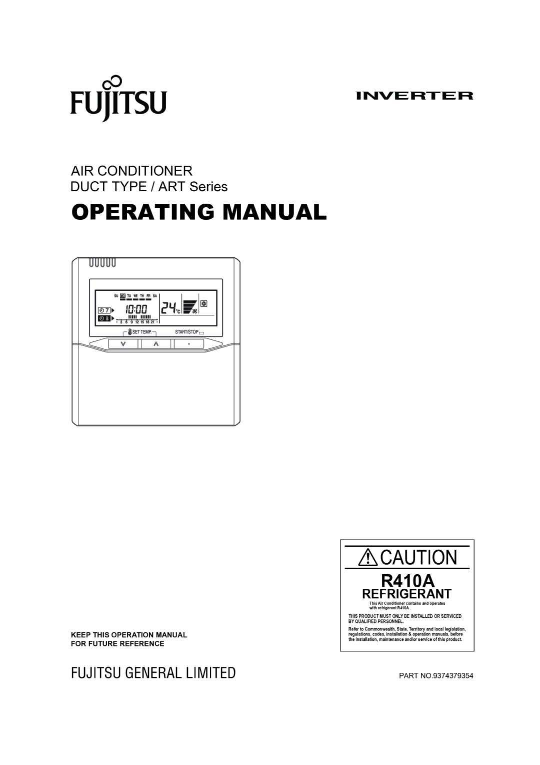 Fujitsu R410A operation manual Operating Manual 