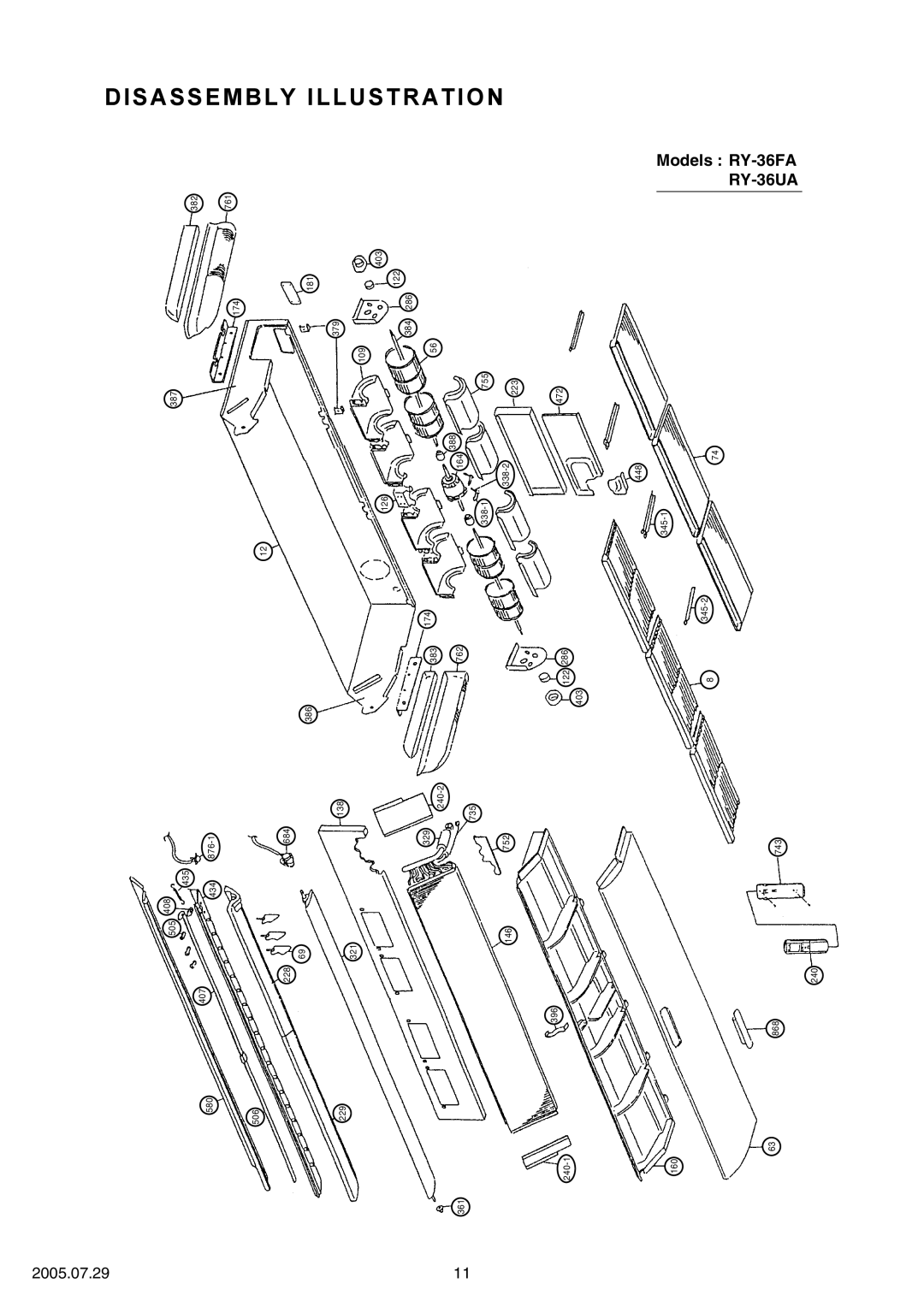 Fujitsu RO-36FA, RY-36UA, RY-36FA, RO-36UA specifications Disassembly Illustration 