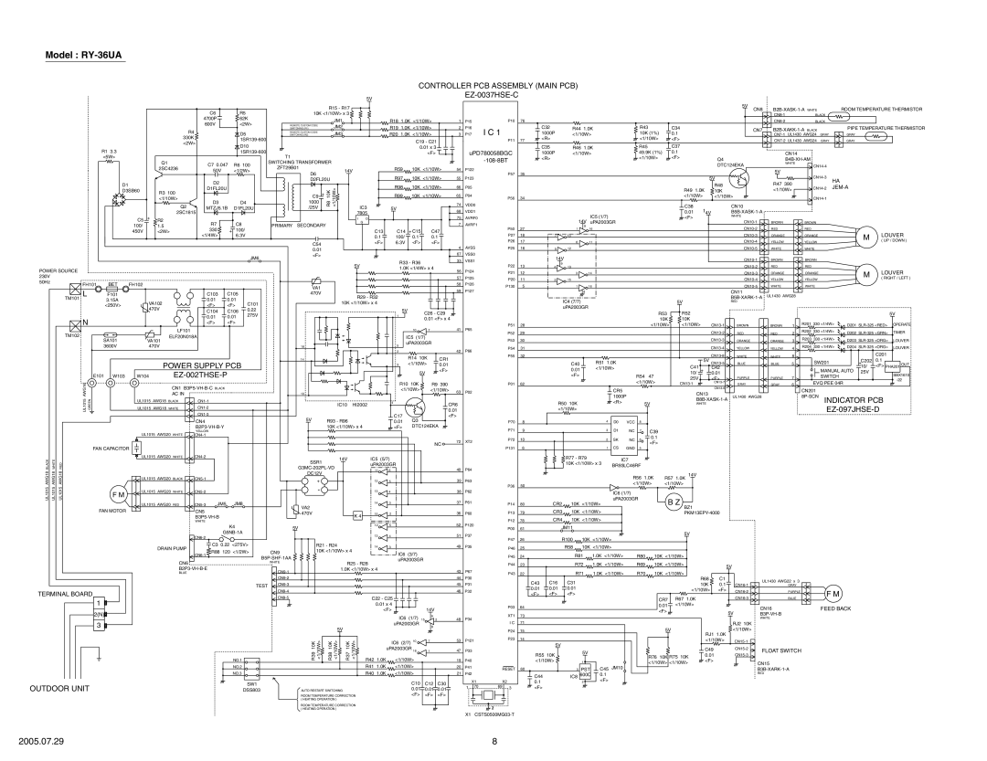 Fujitsu RO-36FA, RY-36FA, RO-36UA specifications Model RY-36UA 