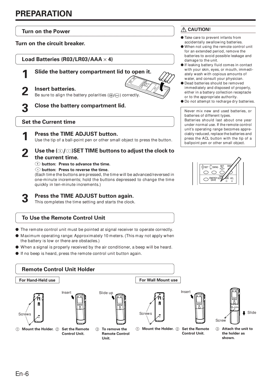 Fujitsu ROOM AIR CONDITIONER, ABU22, ABO22 operation manual Preparation 