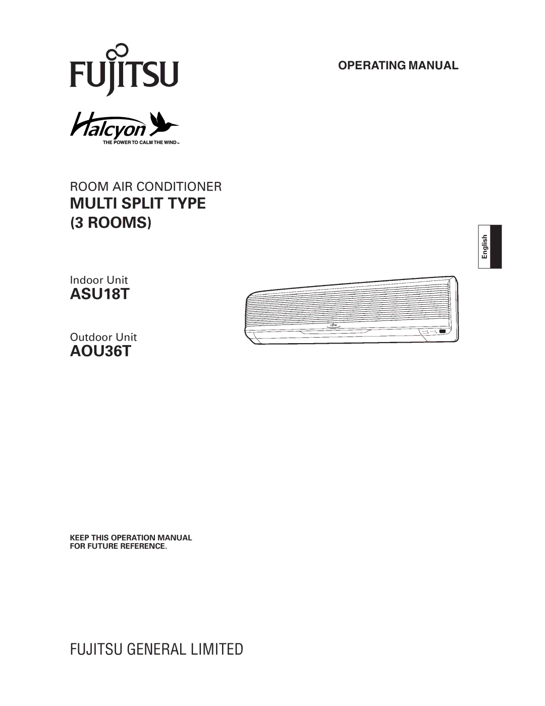 Fujitsu AOU36T, Room Air Conditioner Multi Split Type (3 rooms) operation manual Multi Split Type 3 Rooms, ASU18T, English 