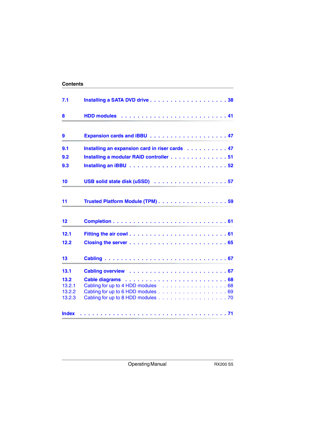 Fujitsu RX200 S5 manual Contents 