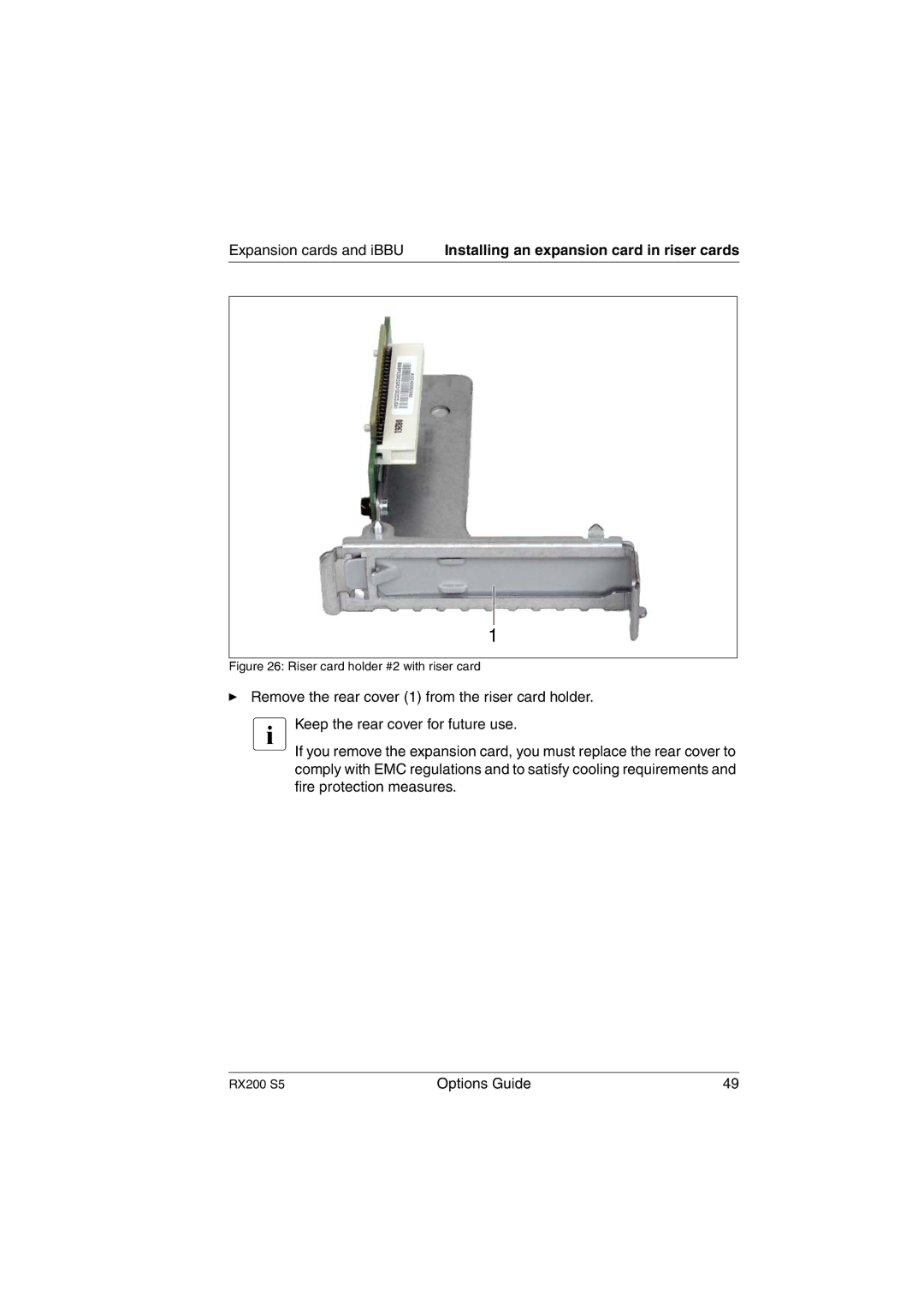 Fujitsu RX200 S5 manual Riser card holder #2 with riser card 