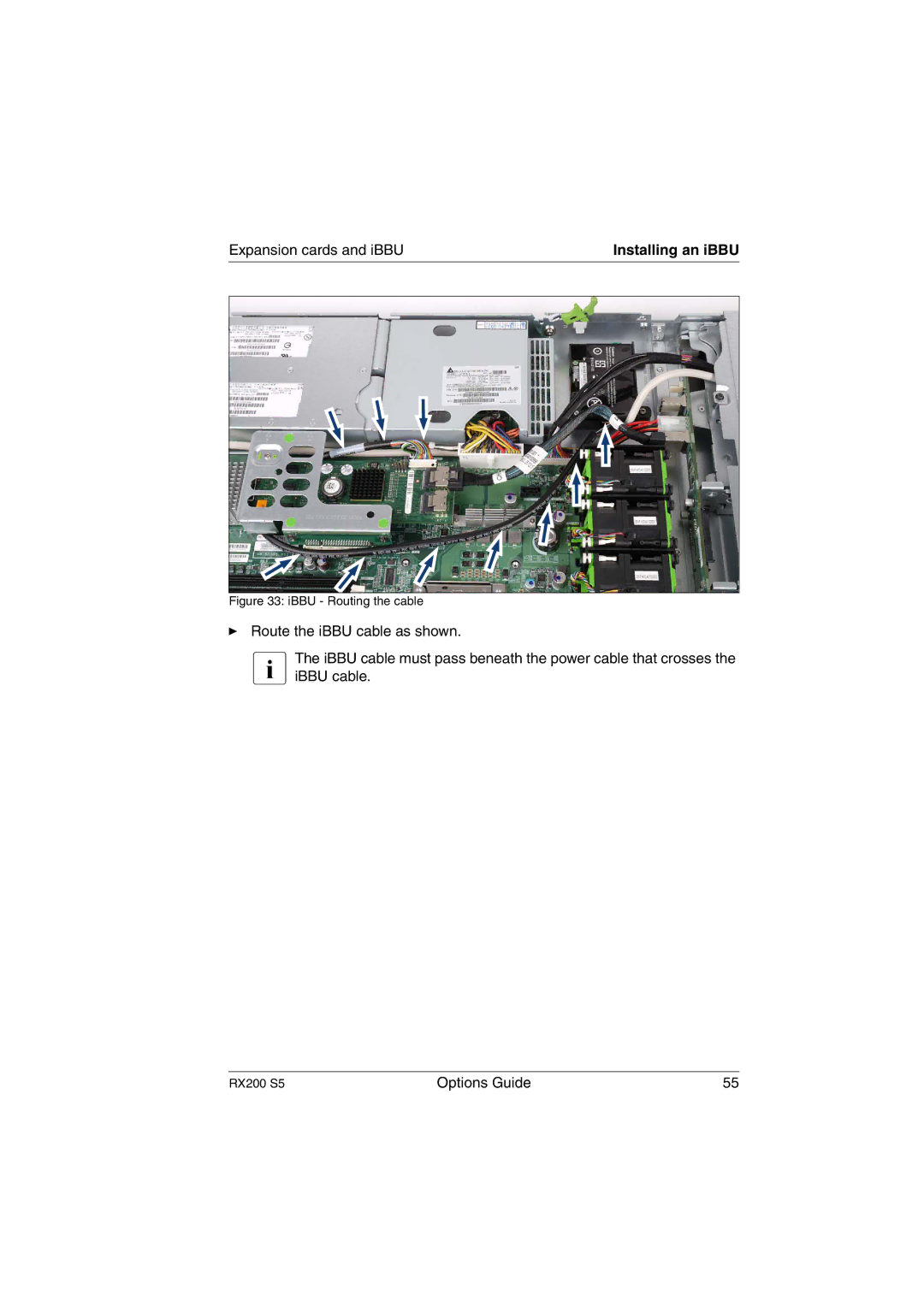 Fujitsu RX200 S5 manual IBBU Routing the cable 