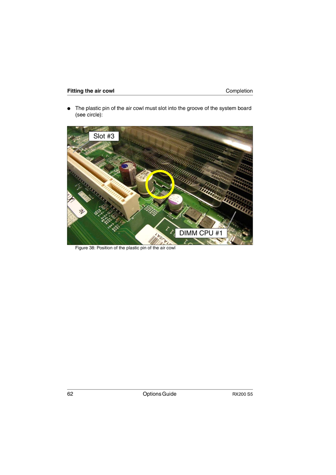 Fujitsu RX200 S5 manual Dimm CPU #1, Fitting the air cowl 