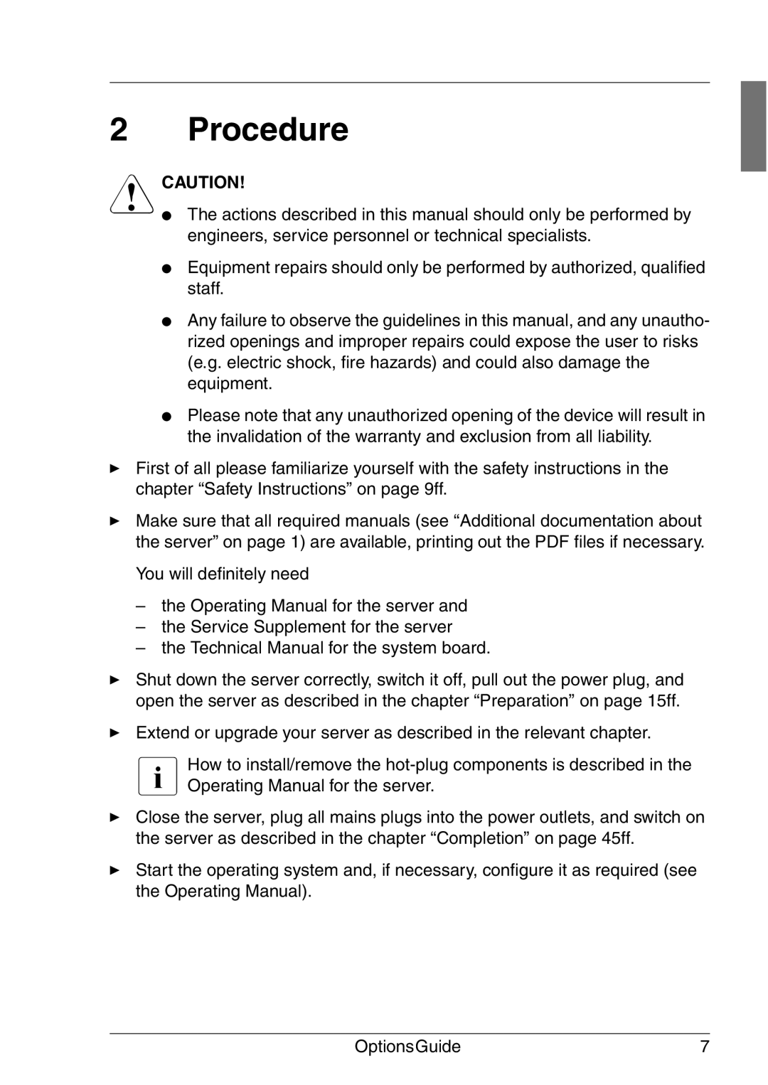 Fujitsu RX200 manual Procedure 