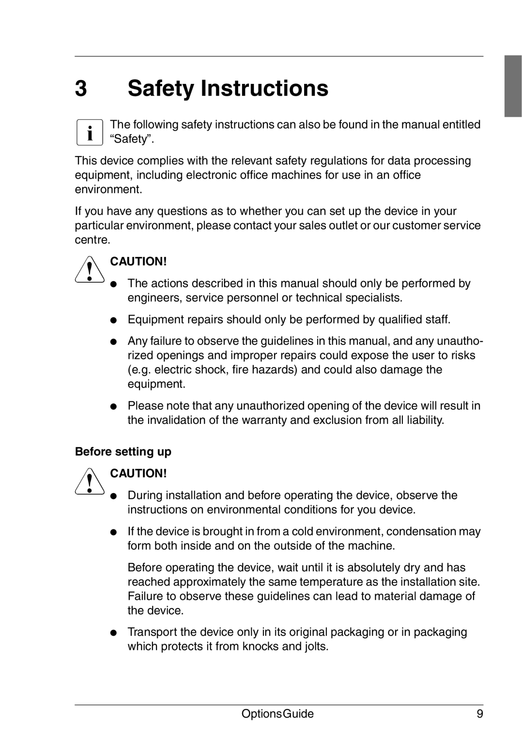 Fujitsu RX200 manual Safety Instructions, Before setting up 