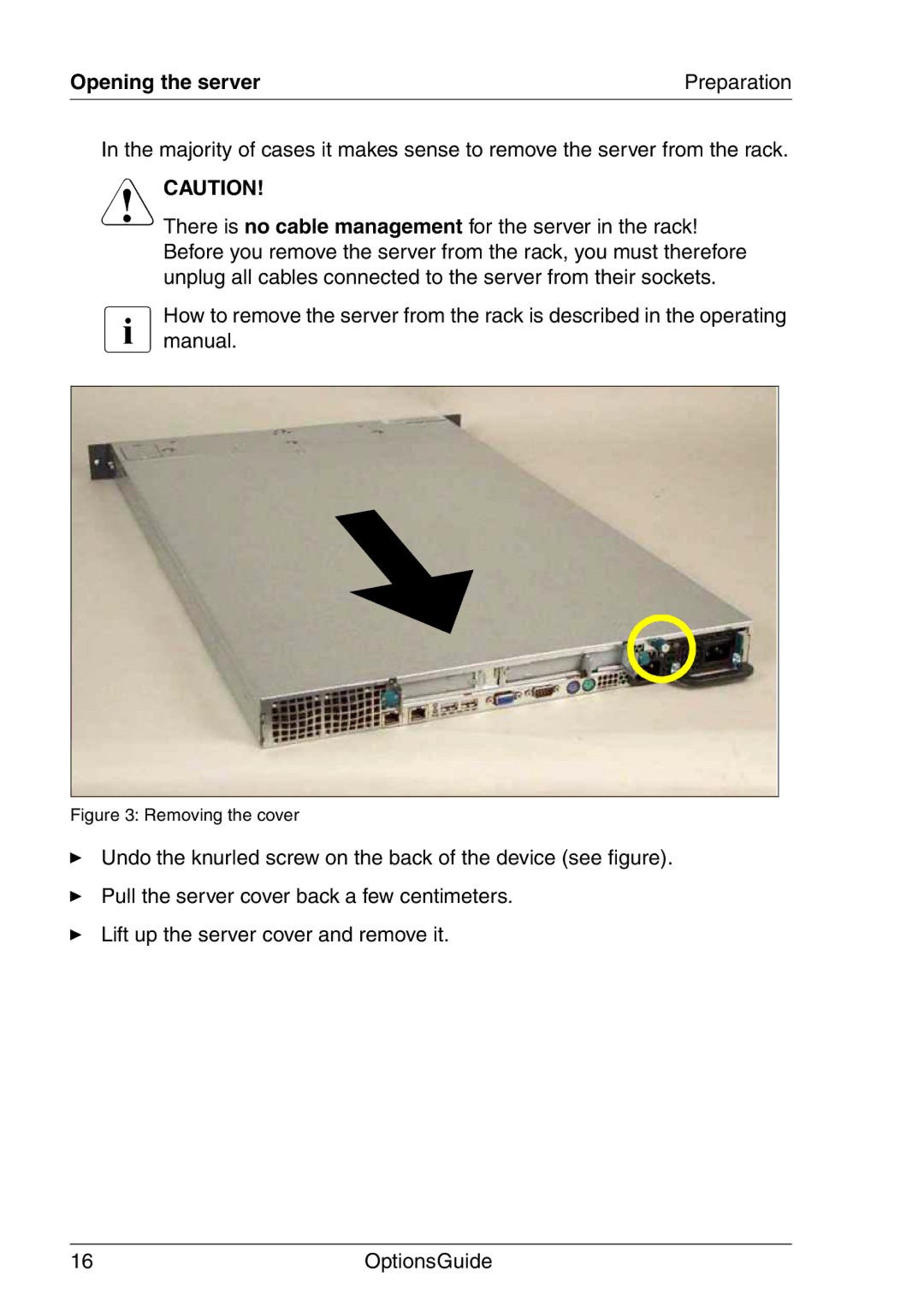 Fujitsu RX200 manual Opening the server, Removing the cover 