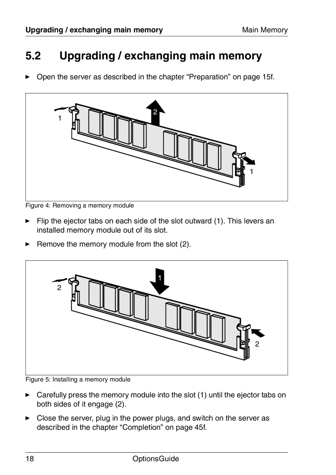 Fujitsu RX200 manual Upgrading / exchanging main memory 