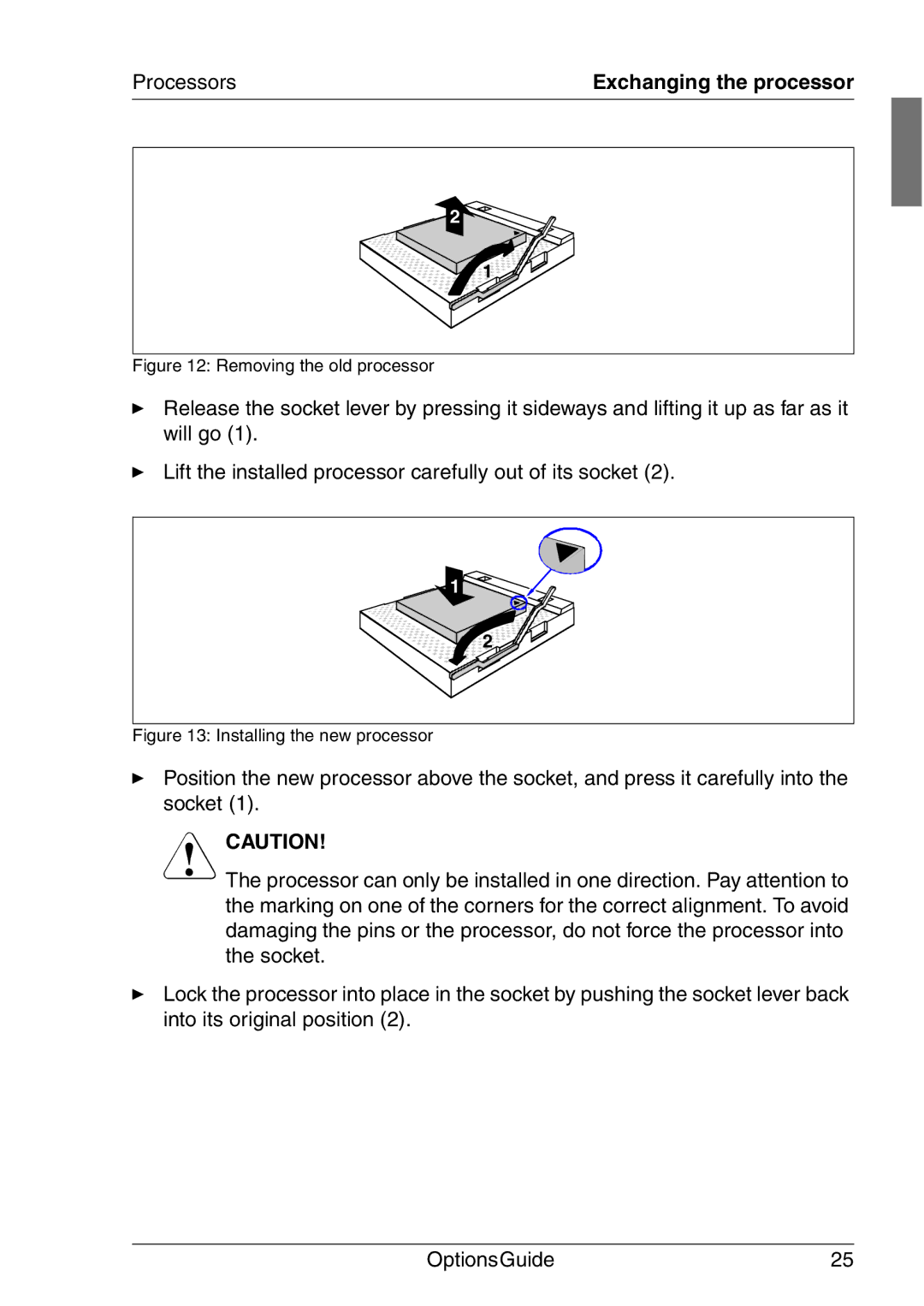 Fujitsu RX200 manual Exchanging the processor 