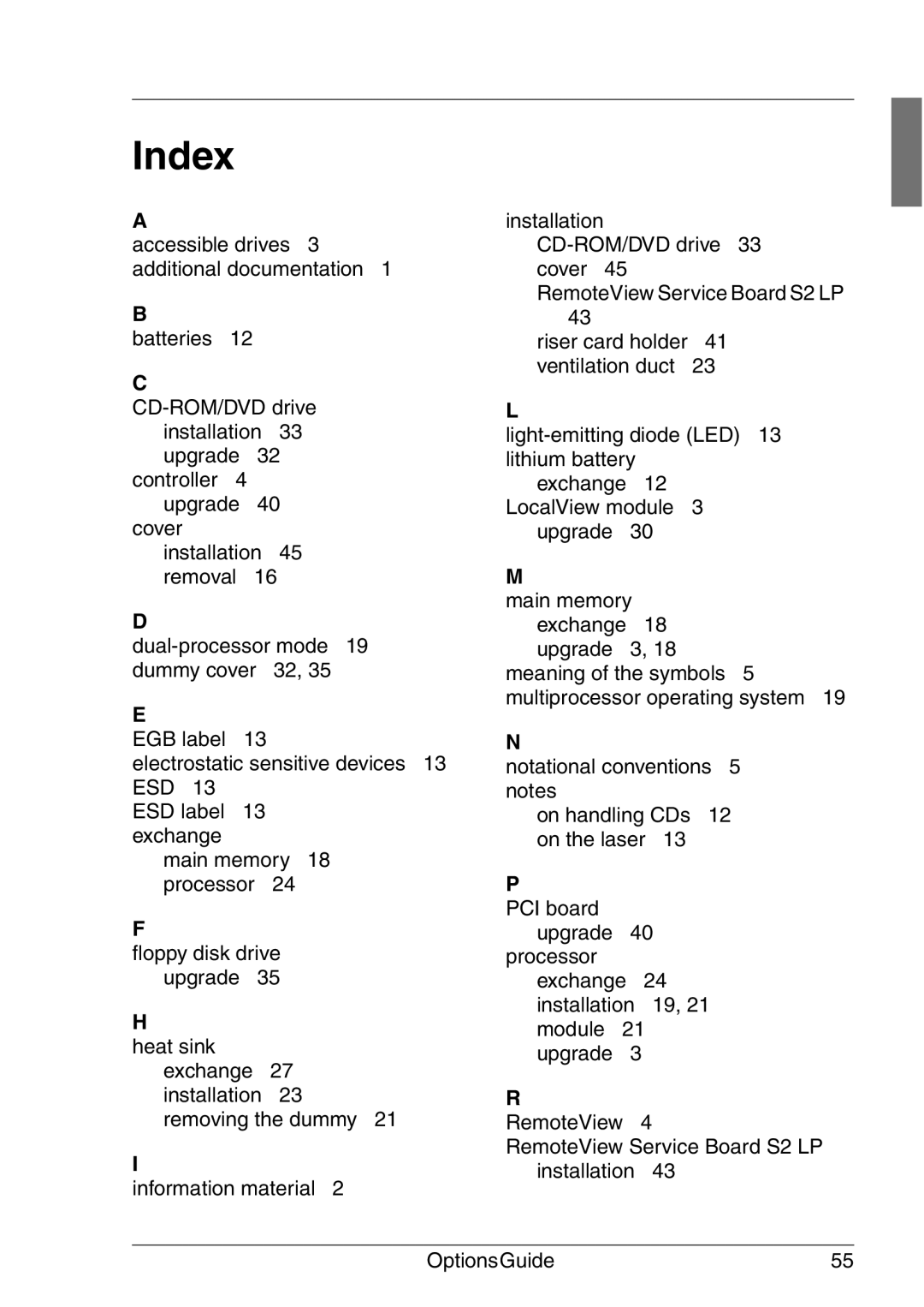 Fujitsu RX200 manual Index 