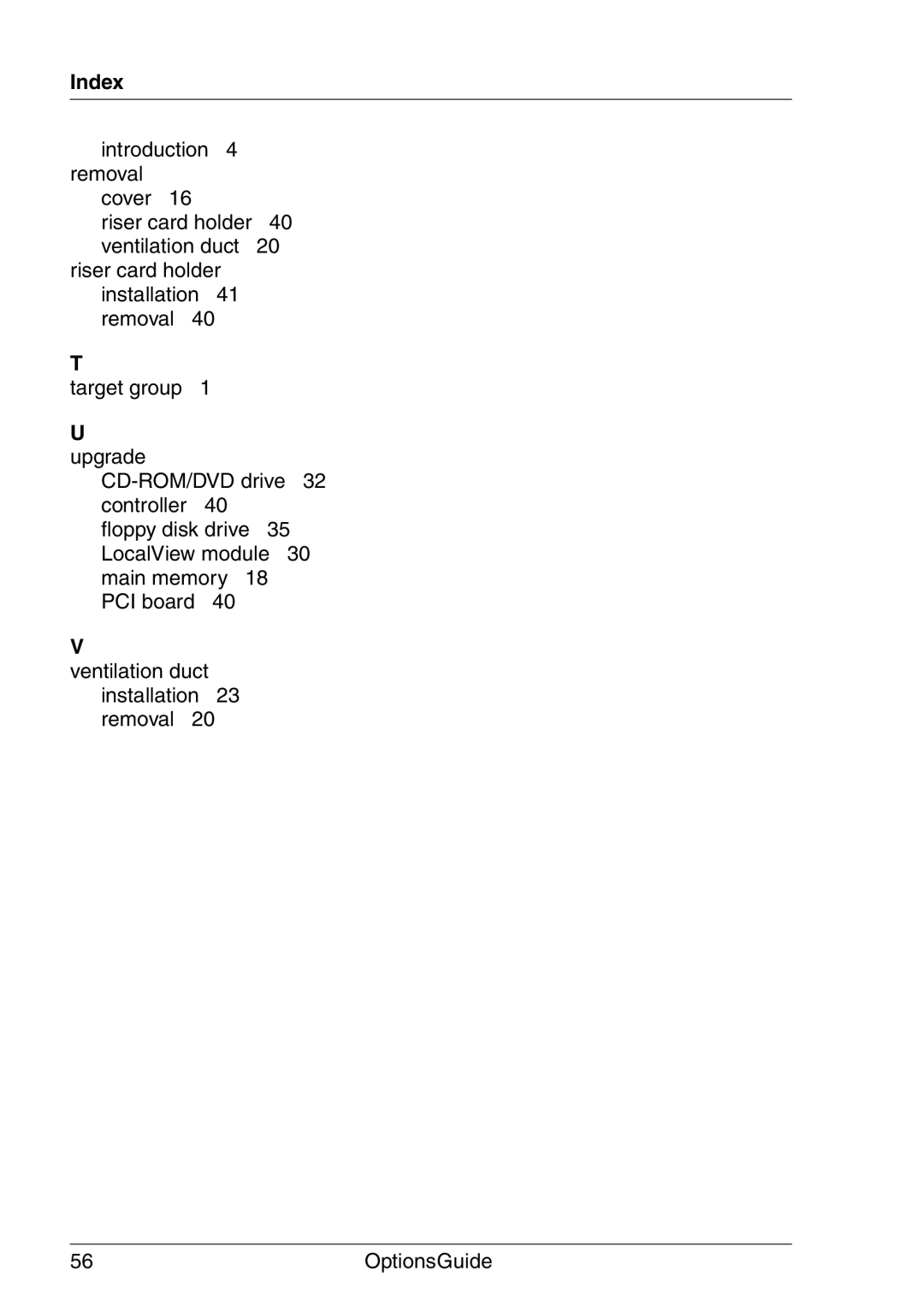 Fujitsu RX200 manual Index, Upgrade 