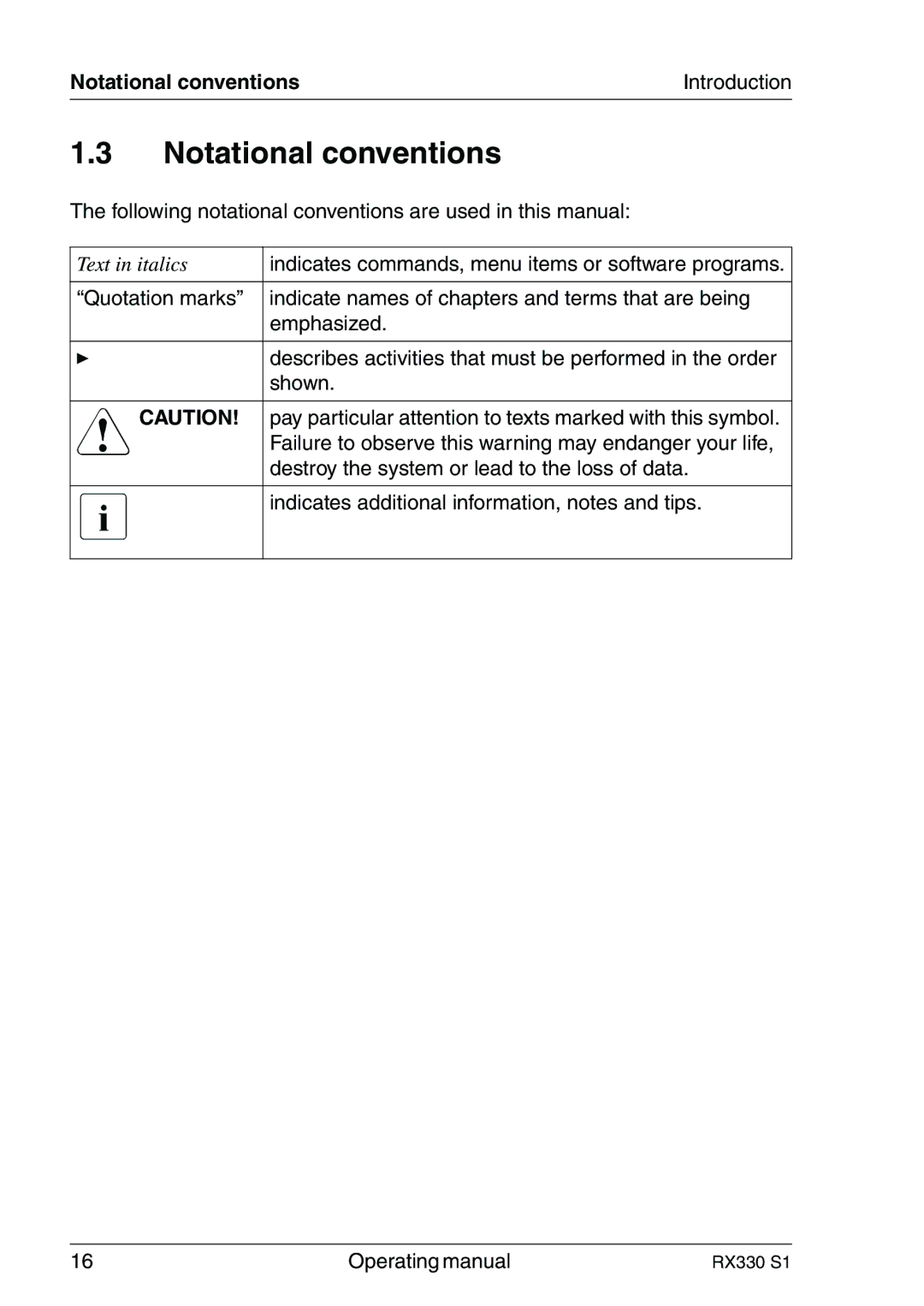 Fujitsu RX330 manual Notational conventions 