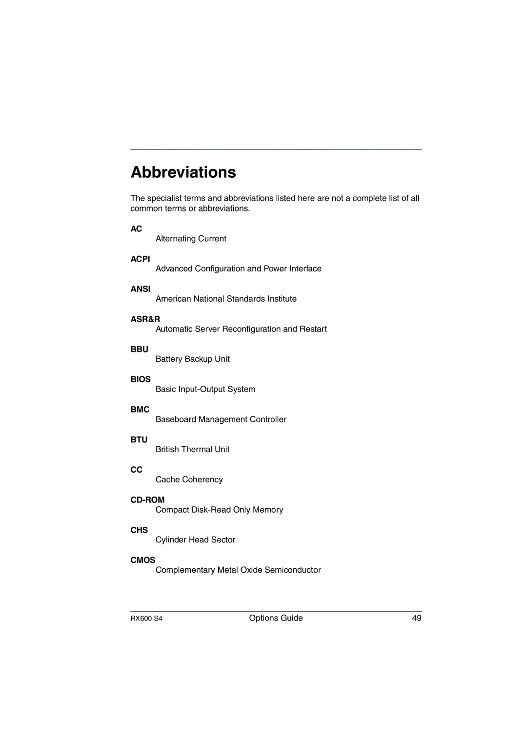 Fujitsu RX600 S4 manual Abbreviations 