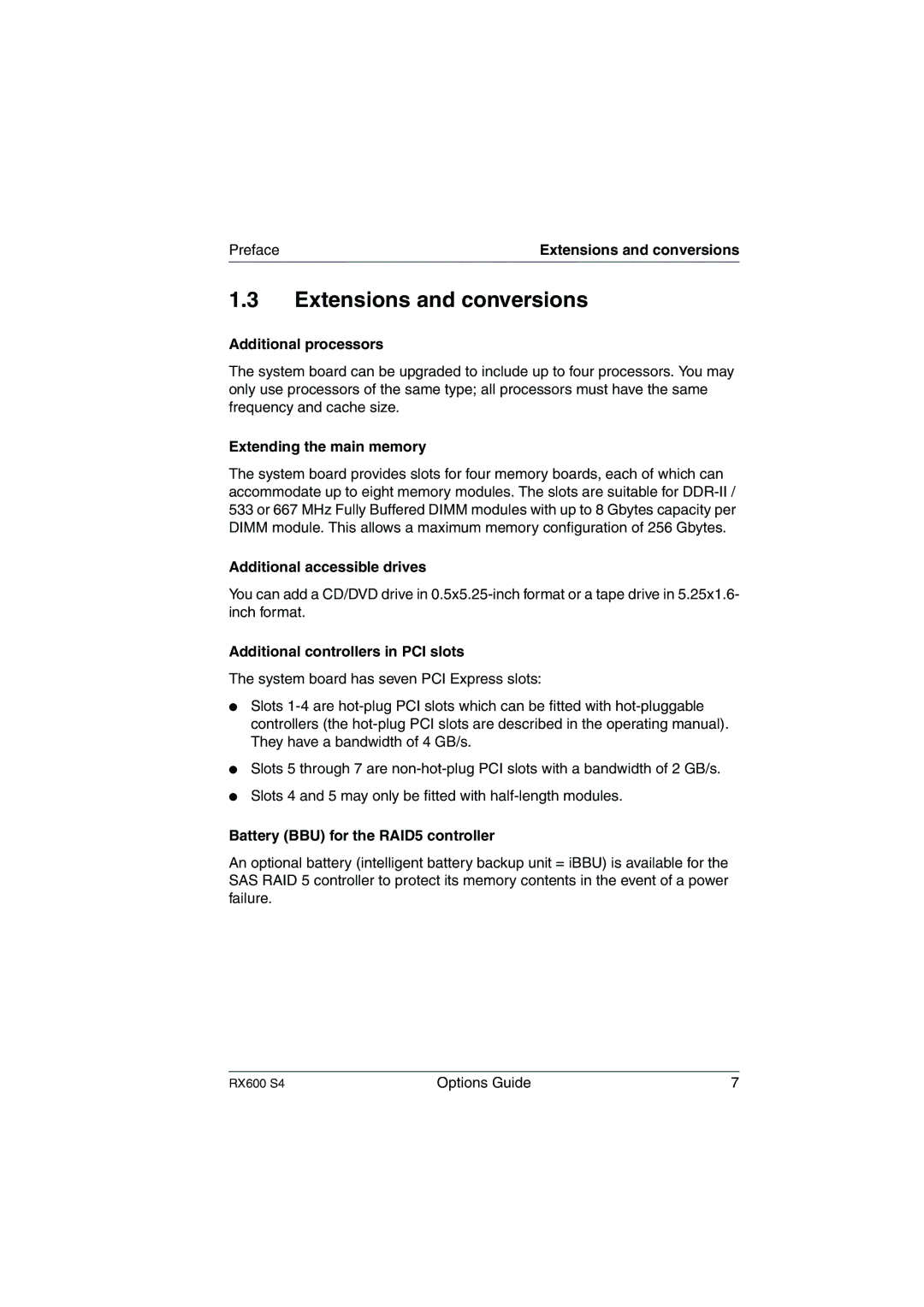 Fujitsu RX600 S4 manual Extensions and conversions 