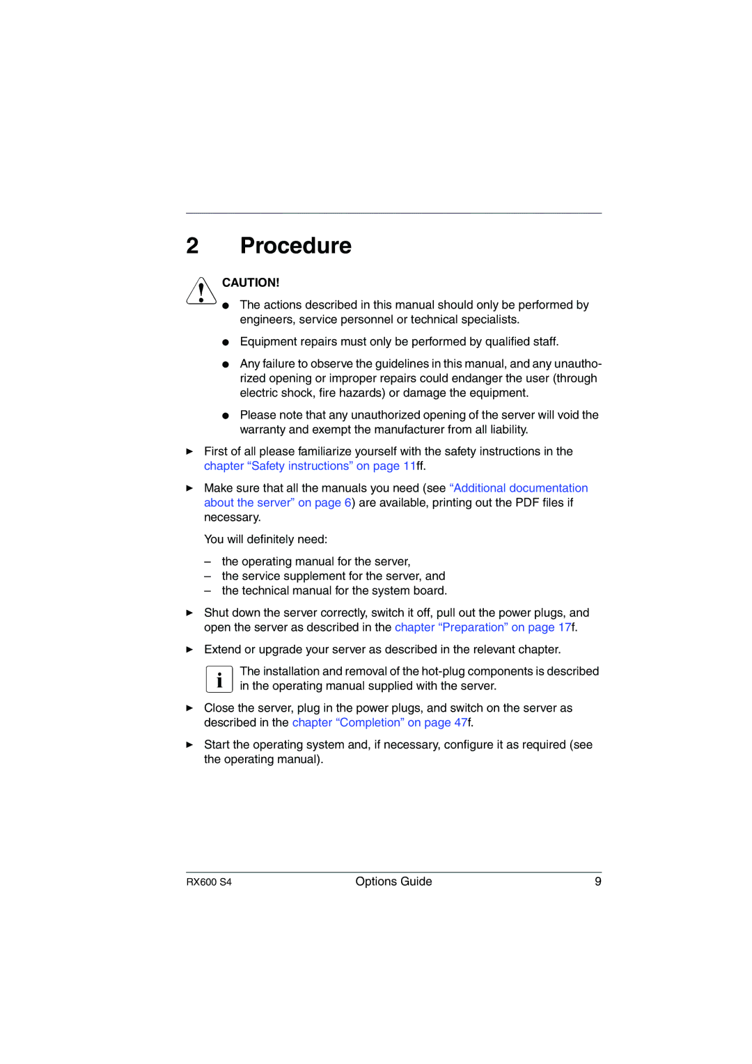 Fujitsu RX600 S4 manual Procedure 