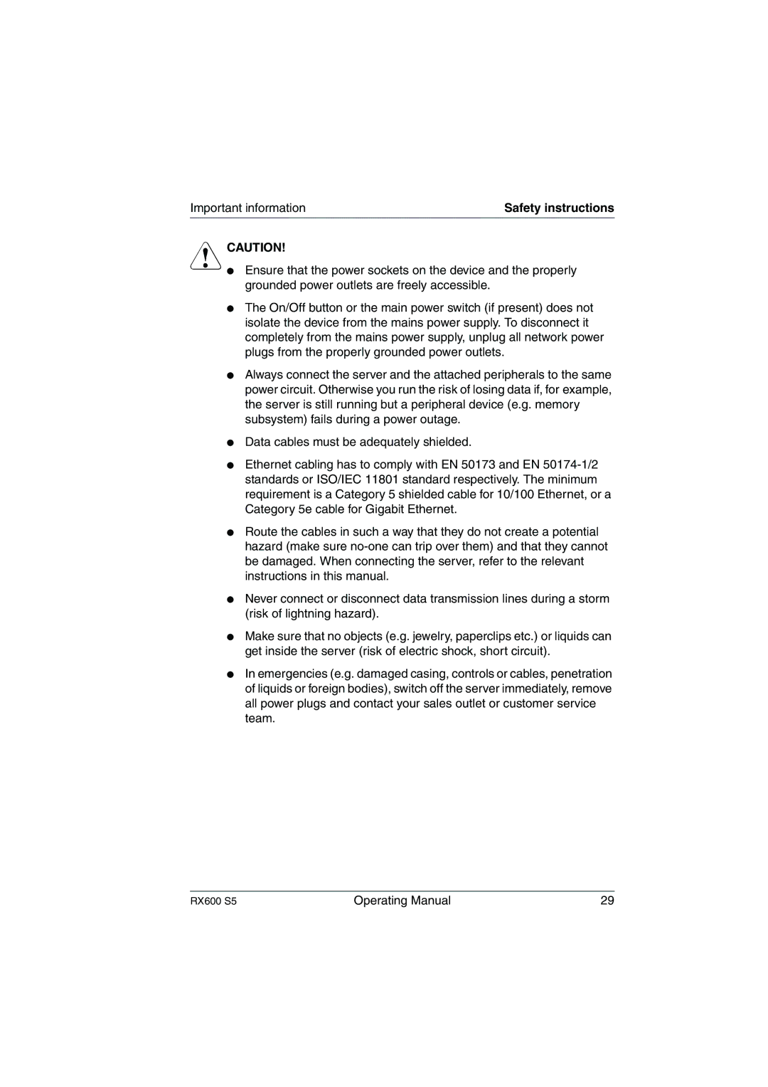 Fujitsu RX600 S5 manual Important information 