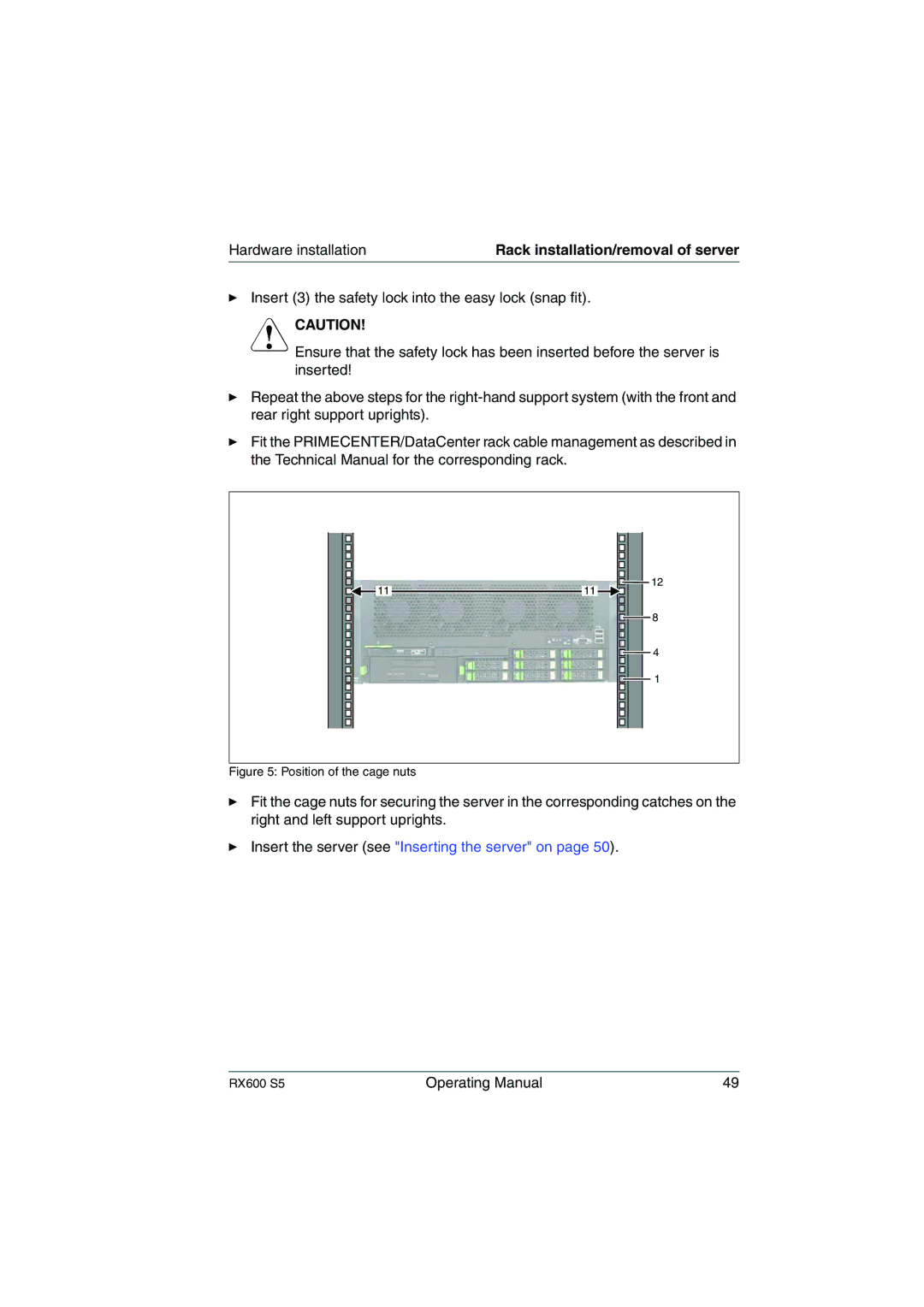 Fujitsu RX600 S5 manual Vcaution 