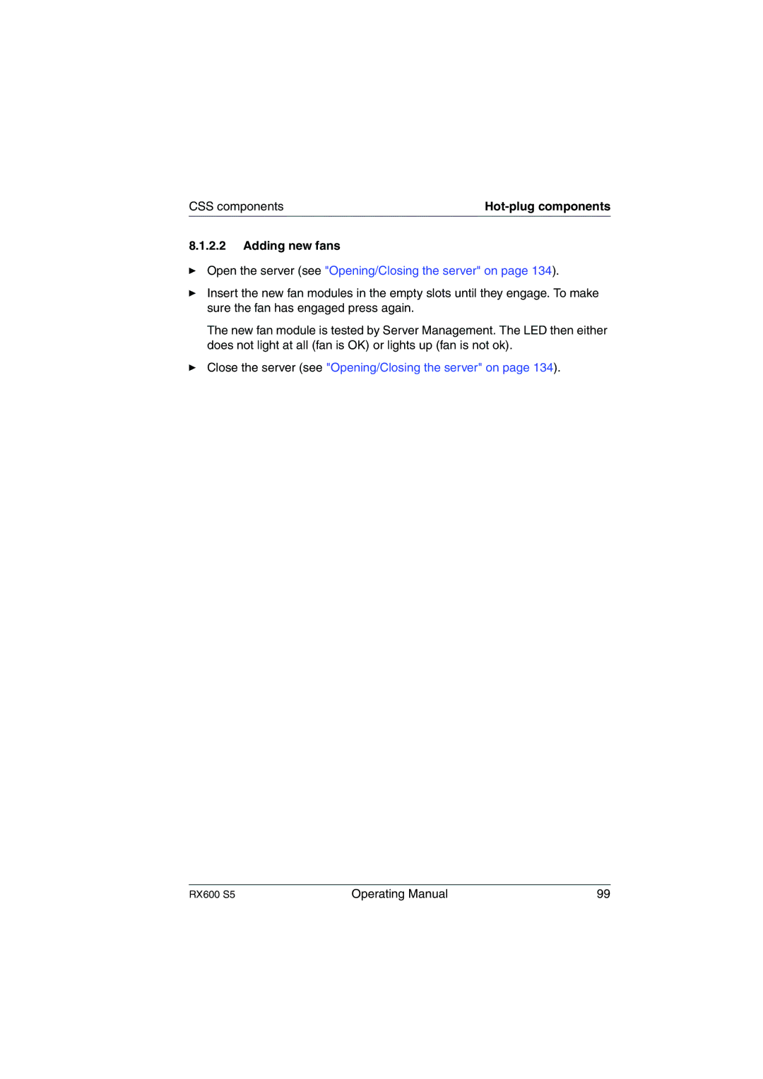 Fujitsu RX600 S5 manual Adding new fans 