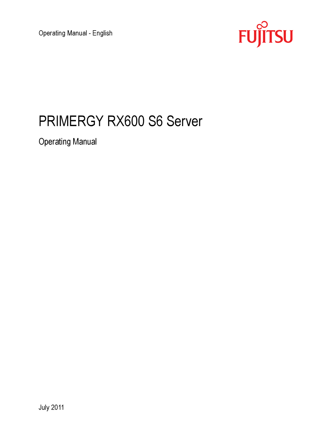 Fujitsu manual Primergy RX600 S6 Server 