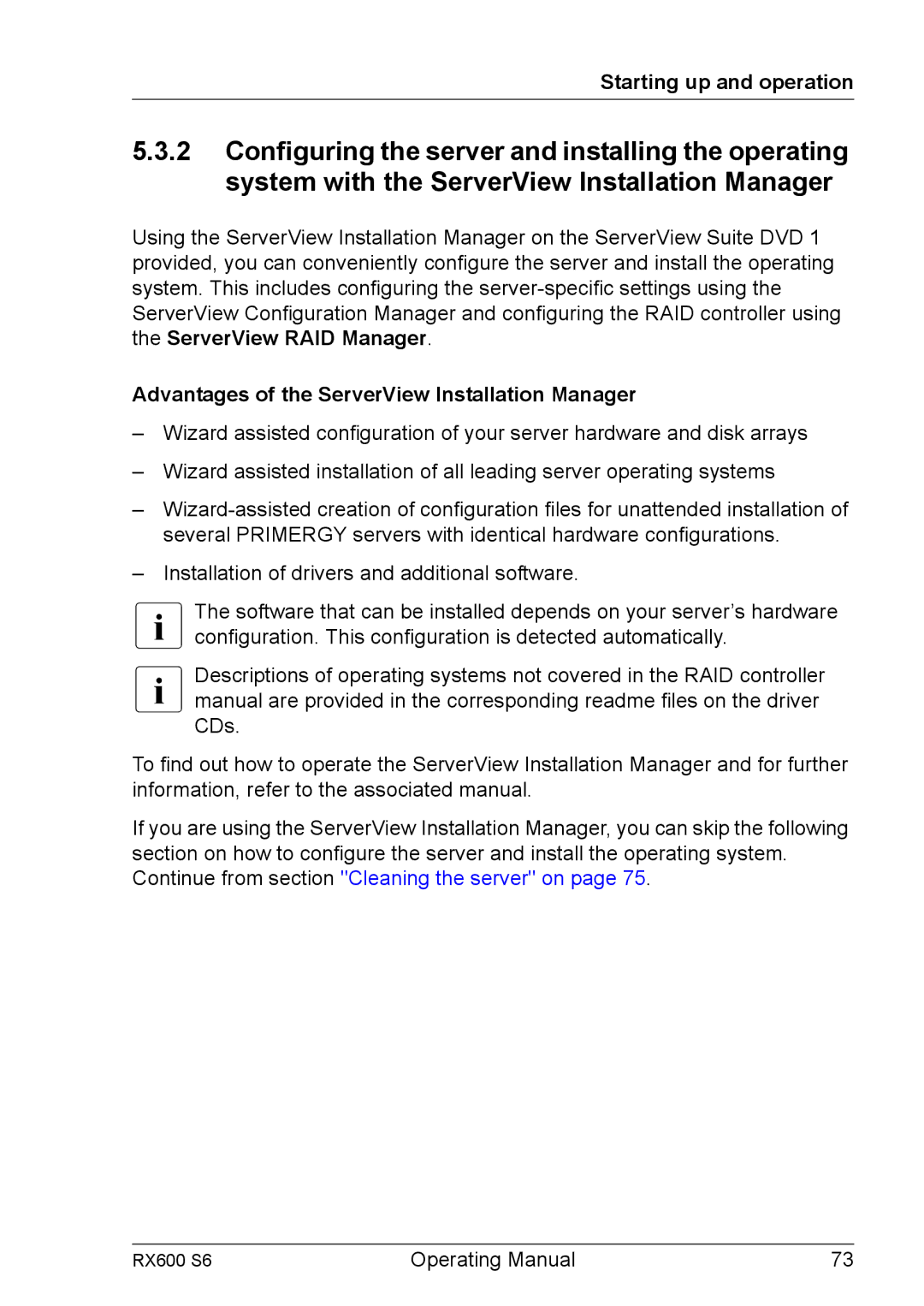 Fujitsu RX600 S6 manual Advantages of the ServerView Installation Manager 