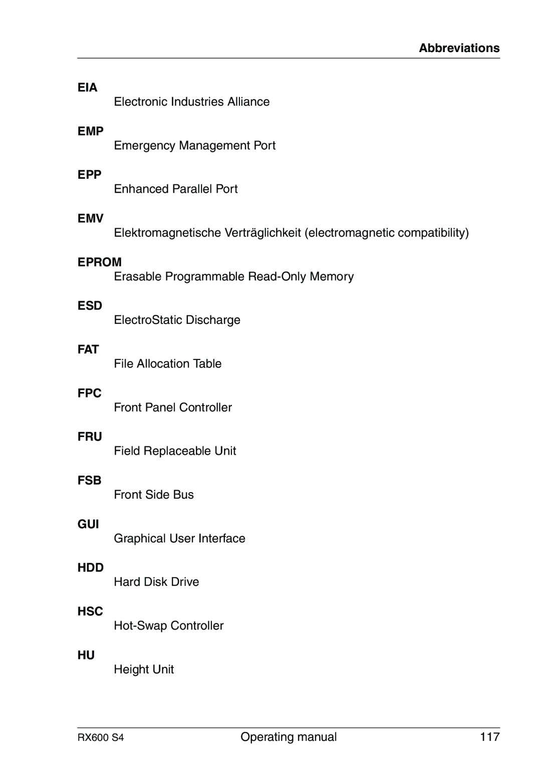 Fujitsu RX600 manual Eia 