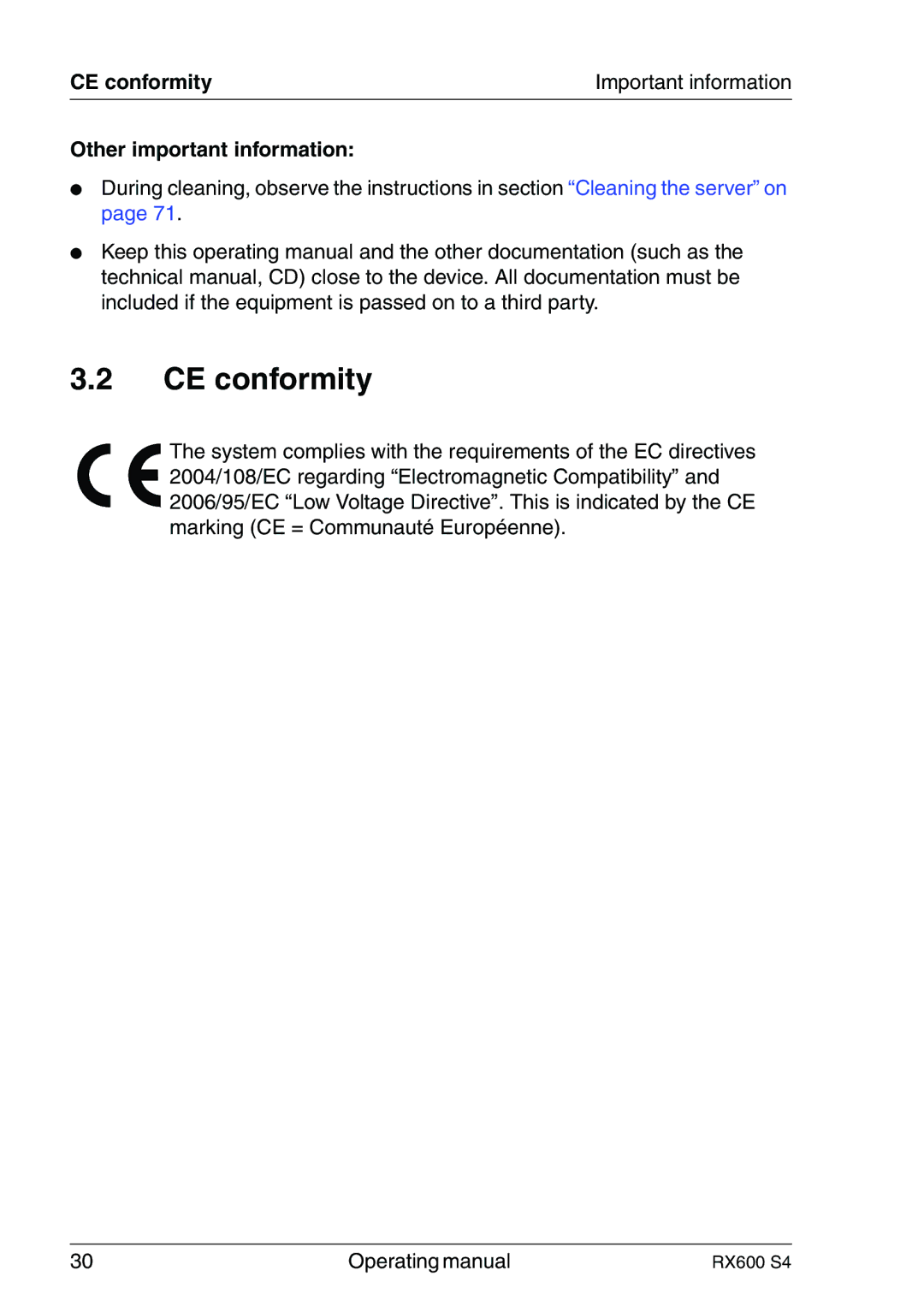 Fujitsu RX600 manual CE conformity, Other important information 