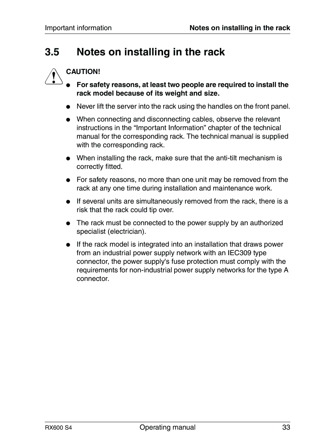 Fujitsu RX600 Operating manual 