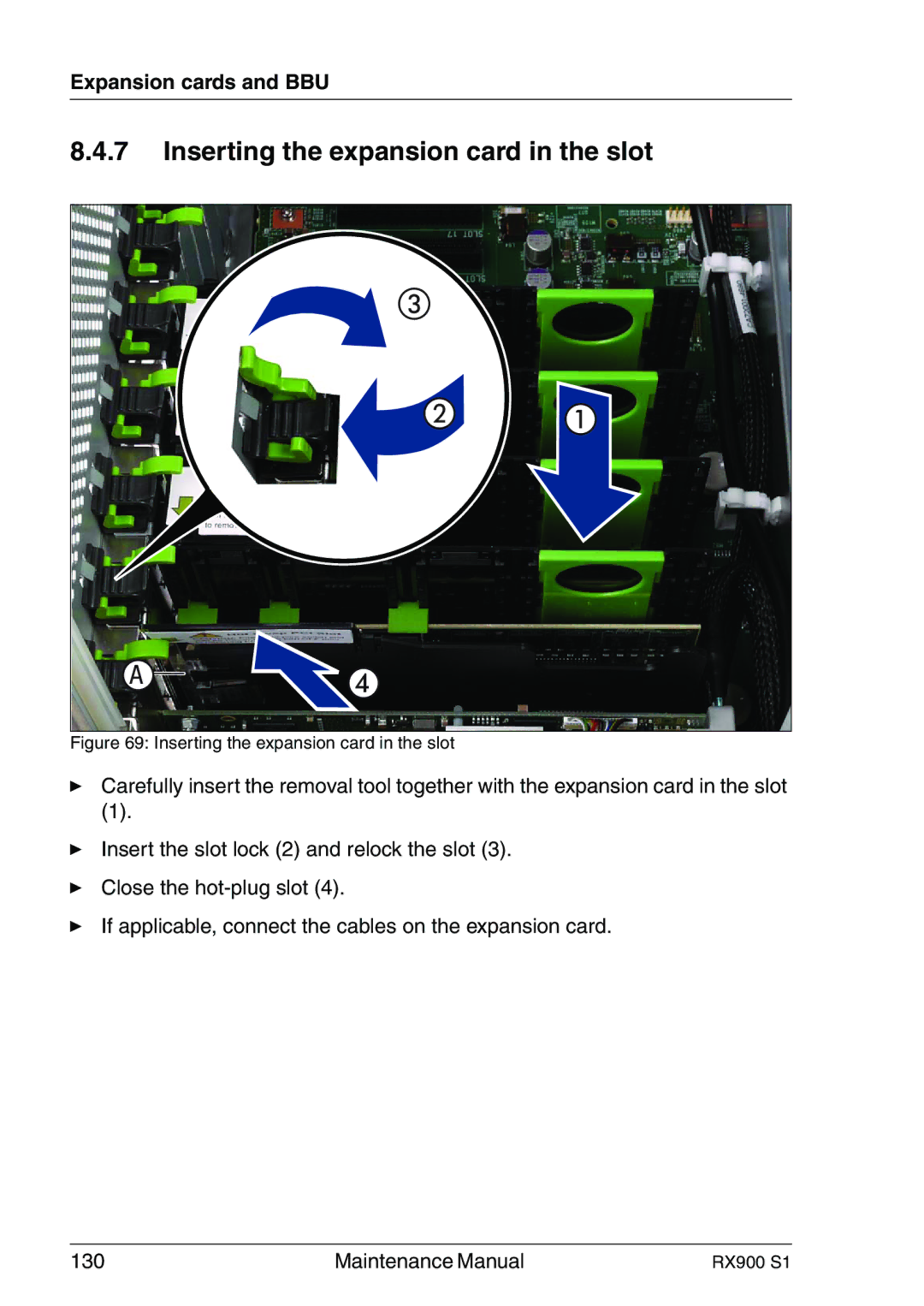 Fujitsu RX900 S1 manual Inserting the expansion card in the slot 