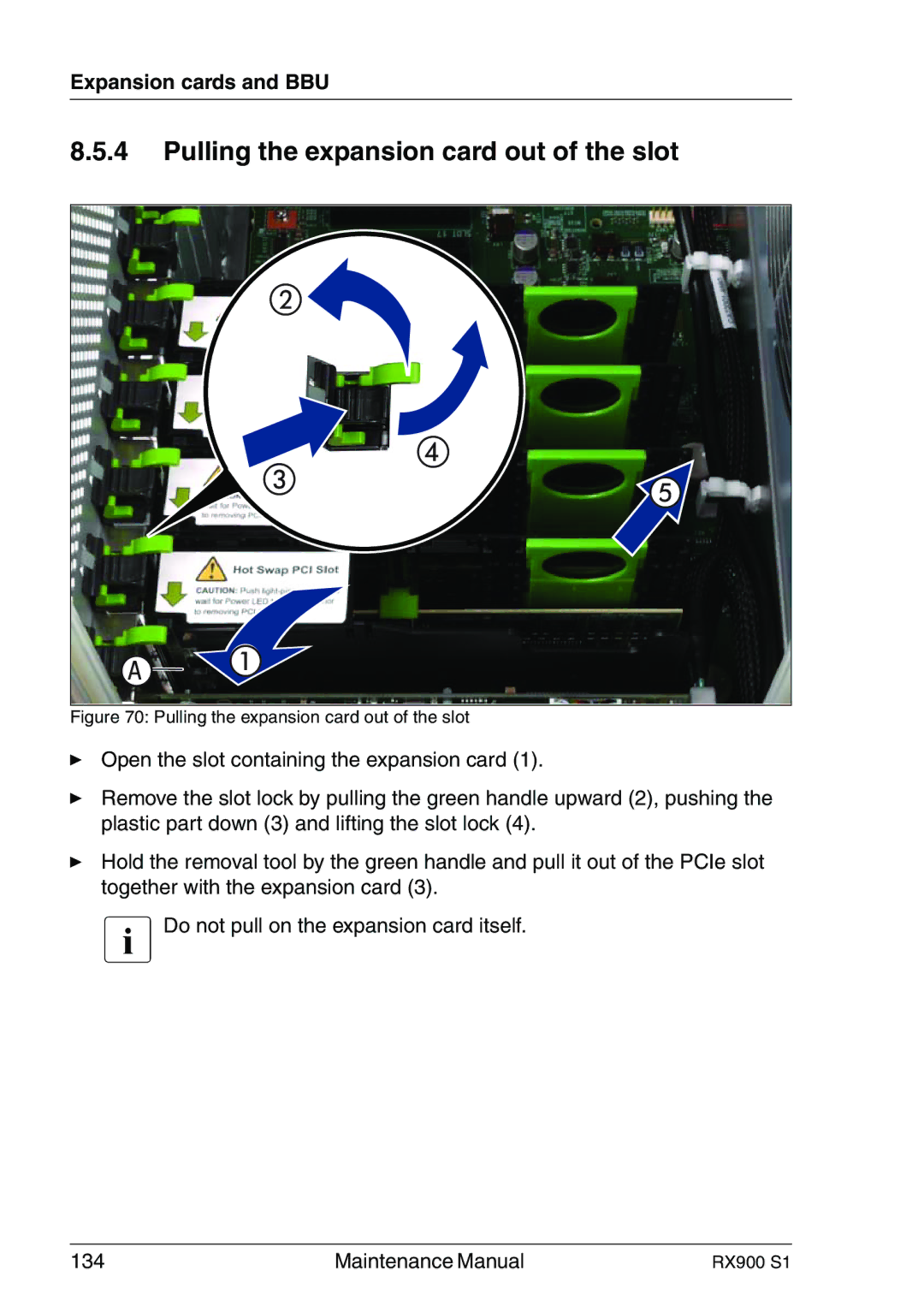 Fujitsu RX900 S1 manual Pulling the expansion card out of the slot 