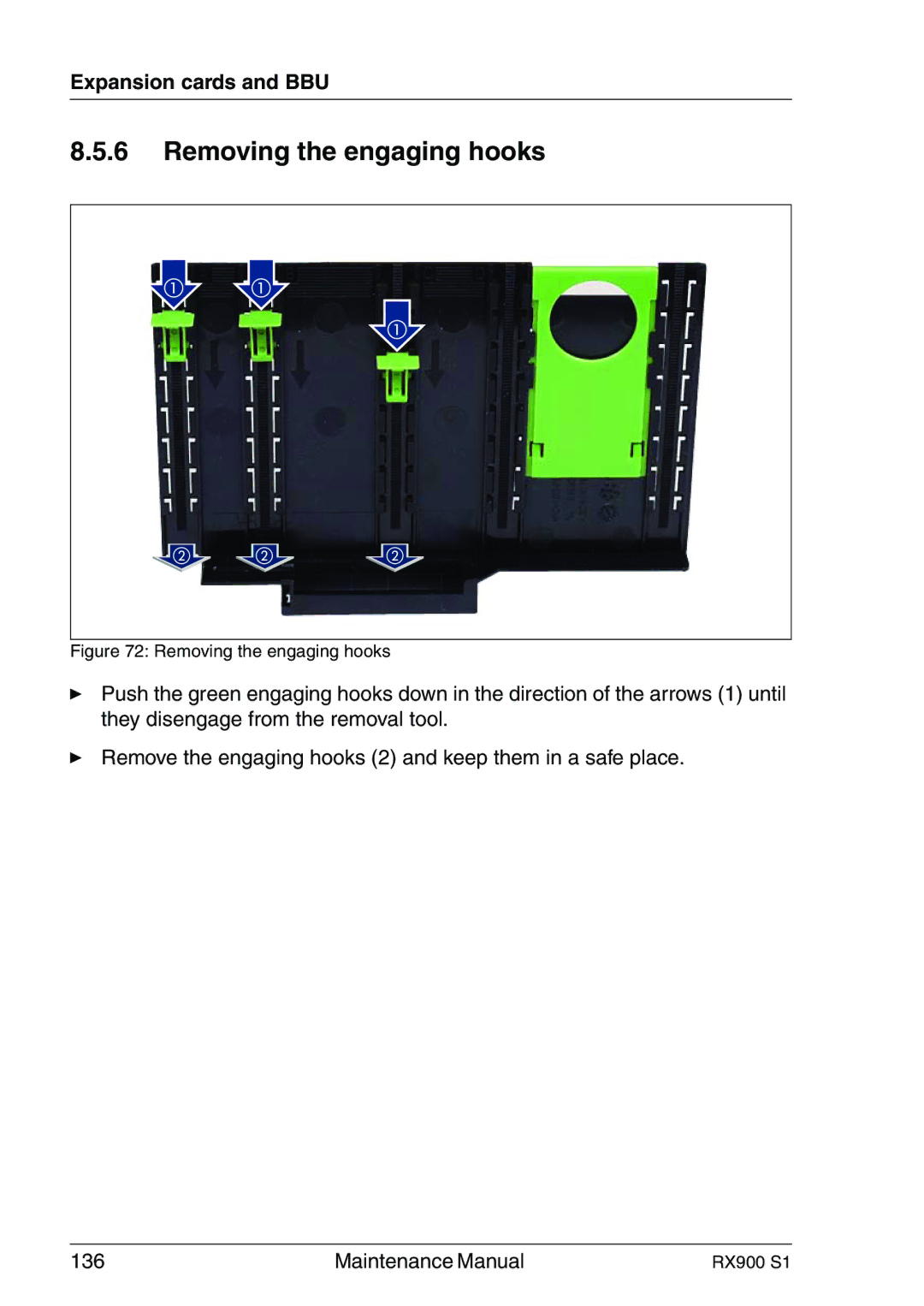 Fujitsu RX900 S1 manual Removing the engaging hooks 