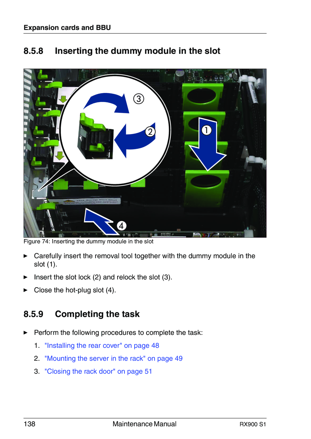 Fujitsu RX900 S1 manual Inserting the dummy module in the slot 