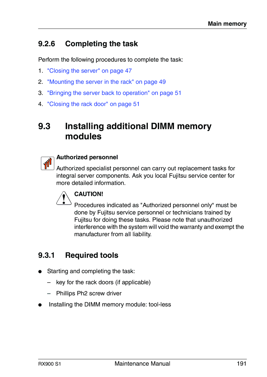 Fujitsu RX900 S1 manual Installing additional Dimm memory modules, Completing the task 