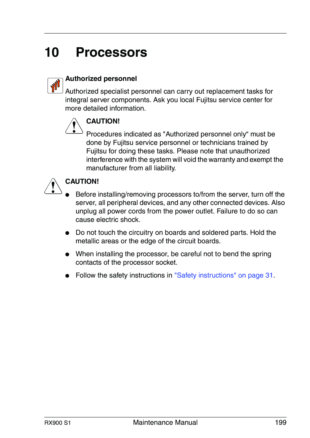 Fujitsu RX900 S1 manual Processors 