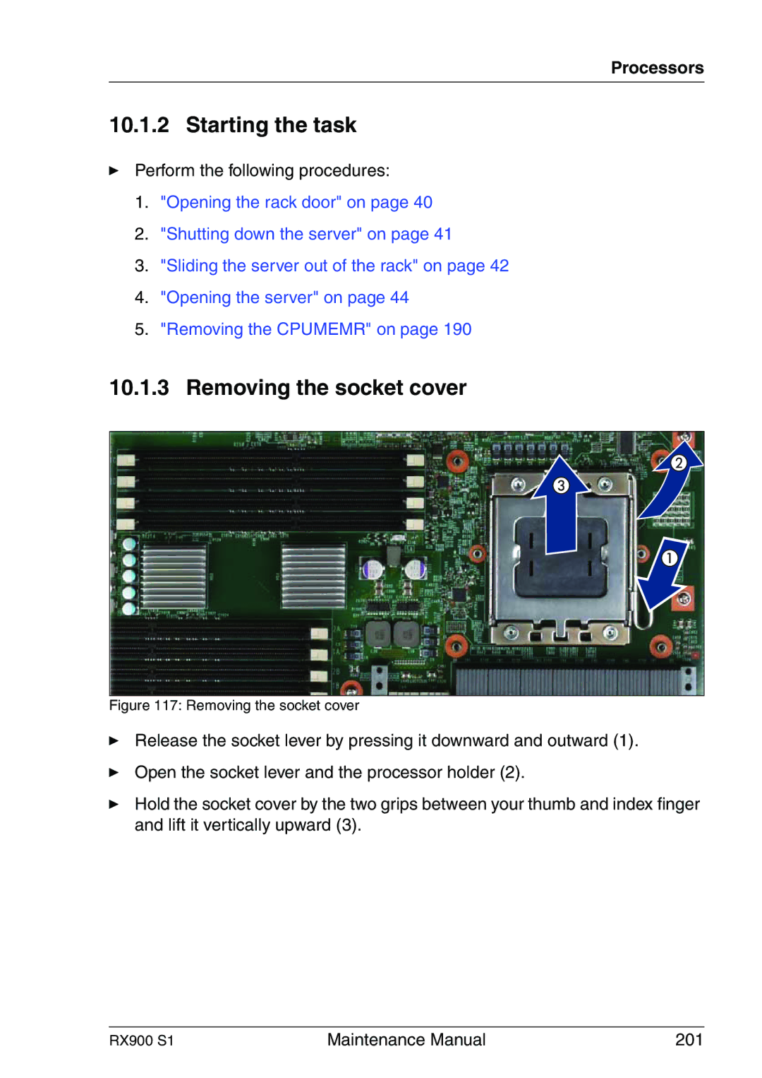 Fujitsu RX900 S1 manual Removing the socket cover 