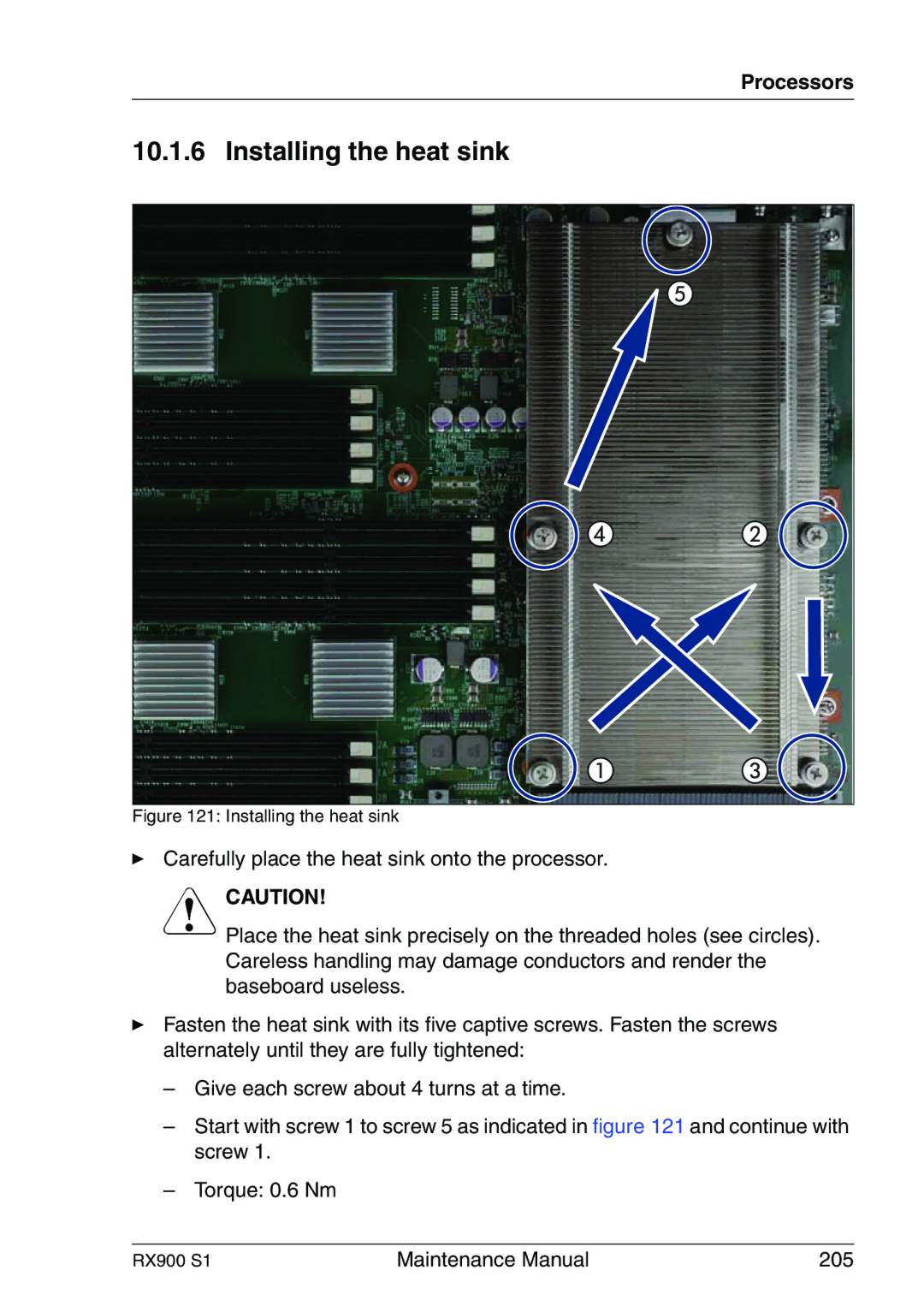 Fujitsu RX900 S1 manual Installing the heat sink 