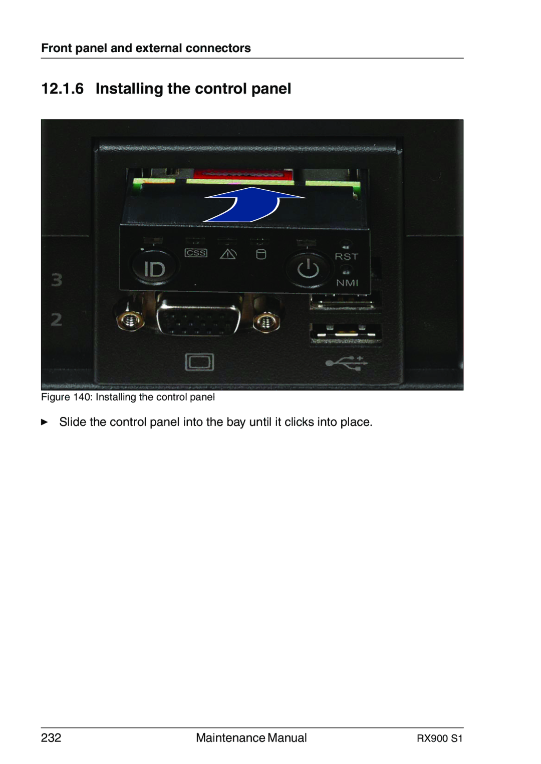 Fujitsu RX900 S1 manual Installing the control panel 