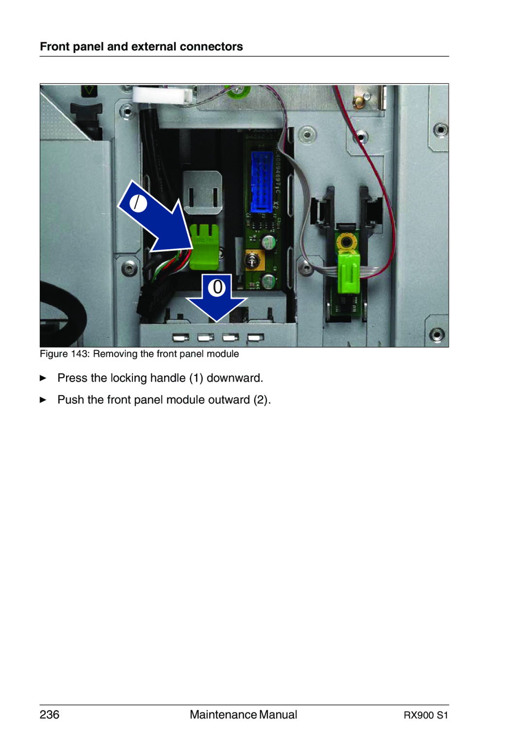 Fujitsu RX900 S1 manual Removing the front panel module 