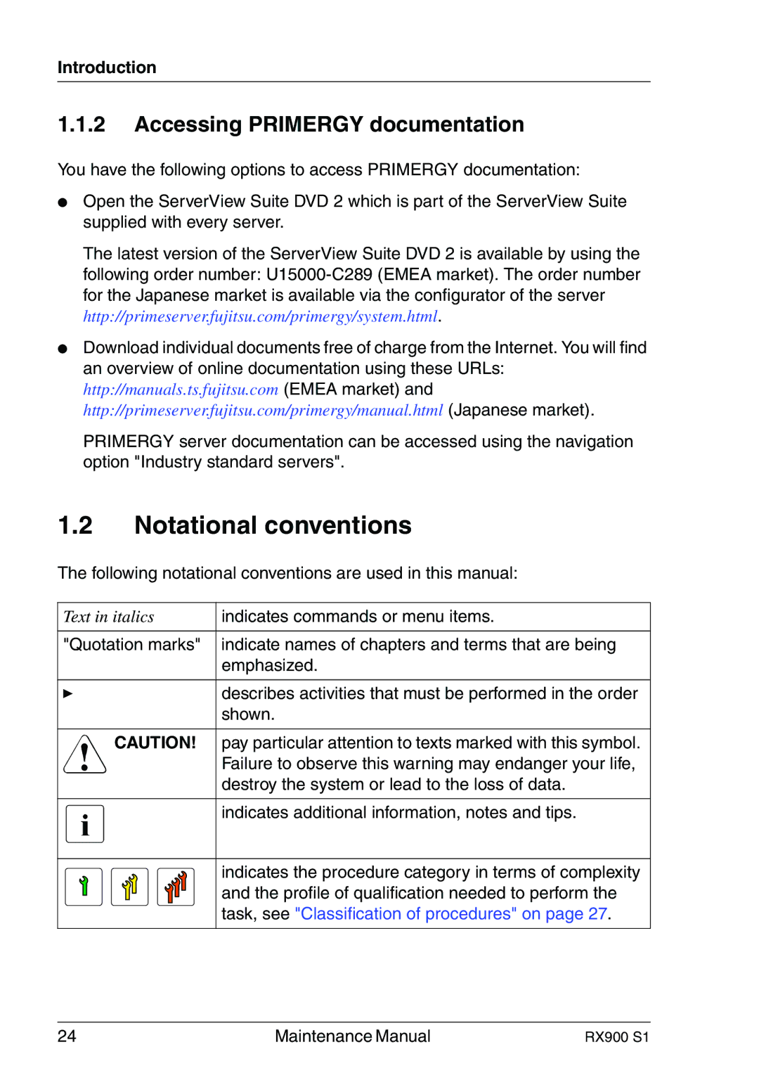 Fujitsu RX900 S1 manual Notational conventions, Accessing Primergy documentation 