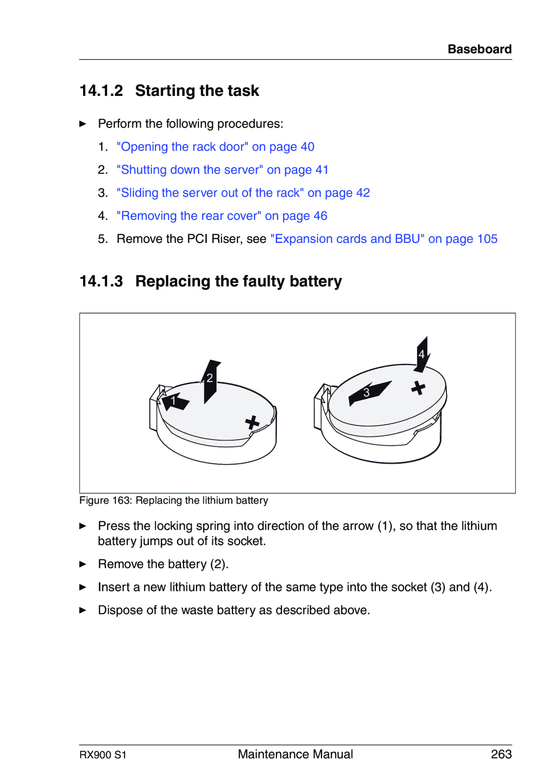 Fujitsu RX900 S1 manual Replacing the faulty battery, Replacing the lithium battery 