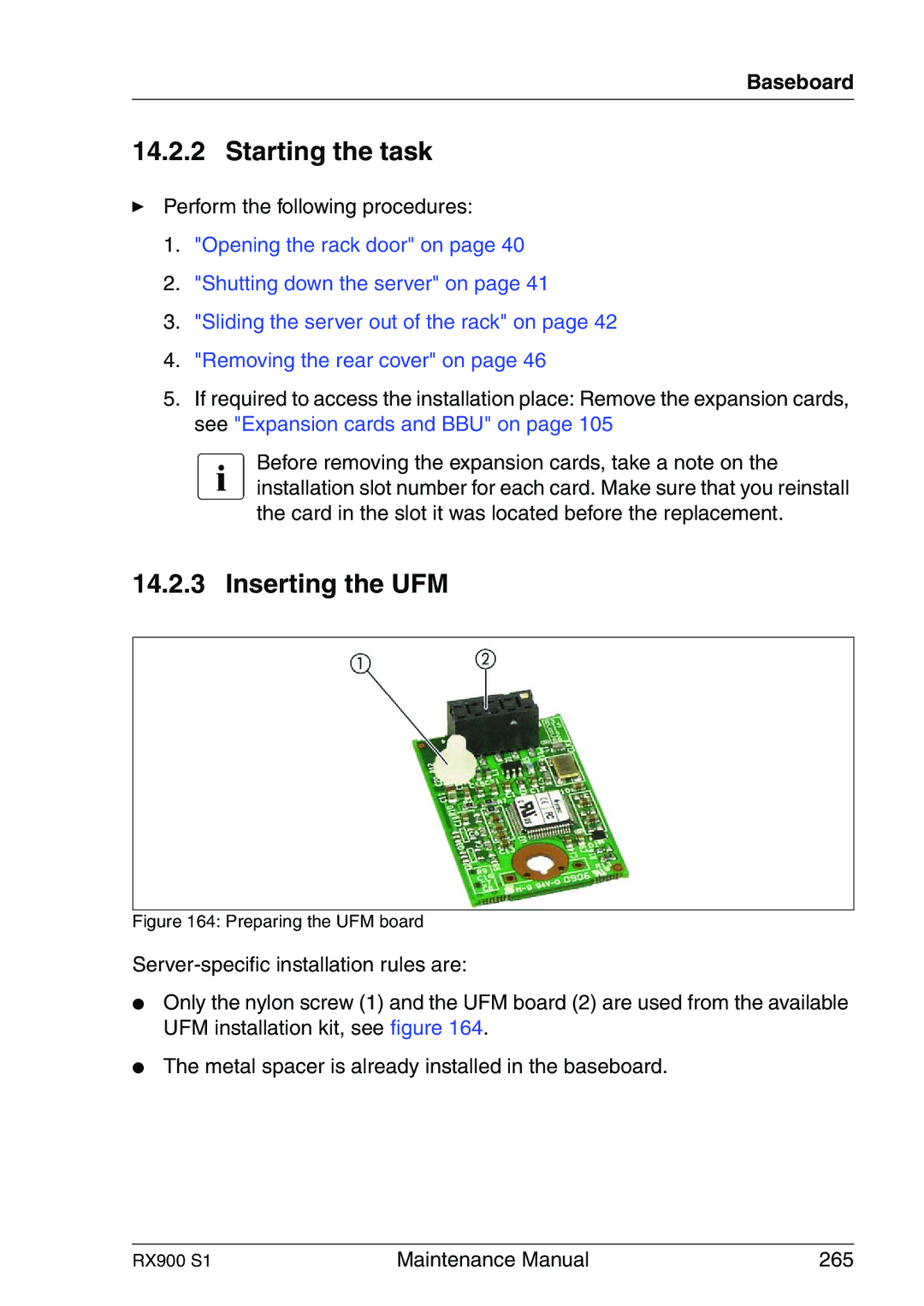 Fujitsu RX900 S1 manual Inserting the UFM, Preparing the UFM board 