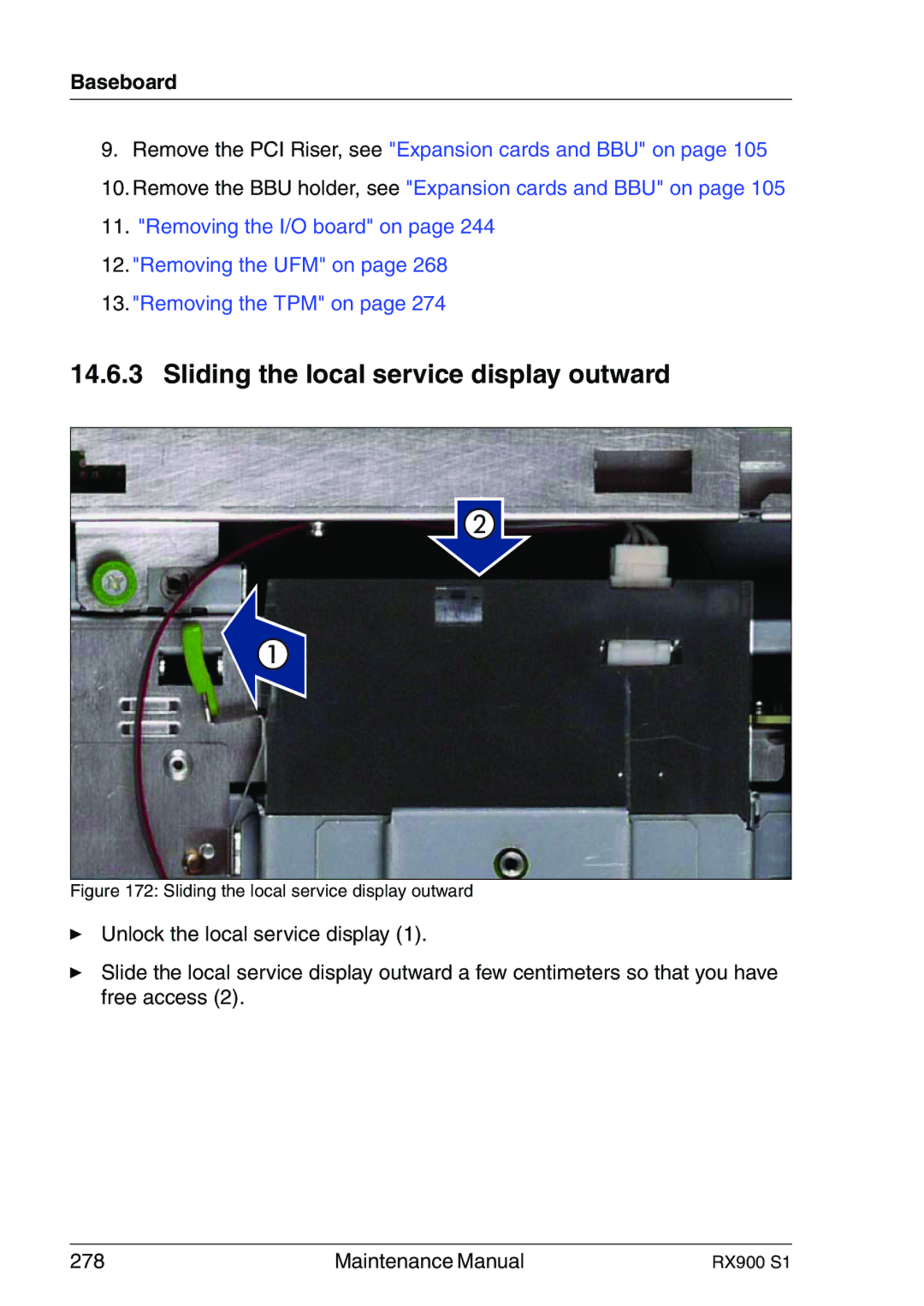 Fujitsu RX900 S1 manual Sliding the local service display outward 