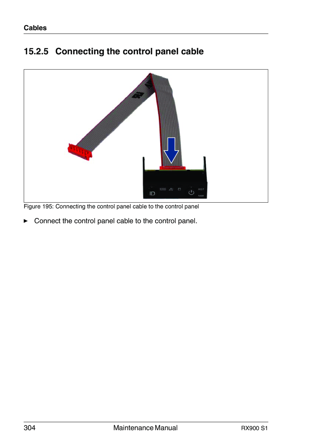 Fujitsu RX900 S1 manual Connecting the control panel cable 