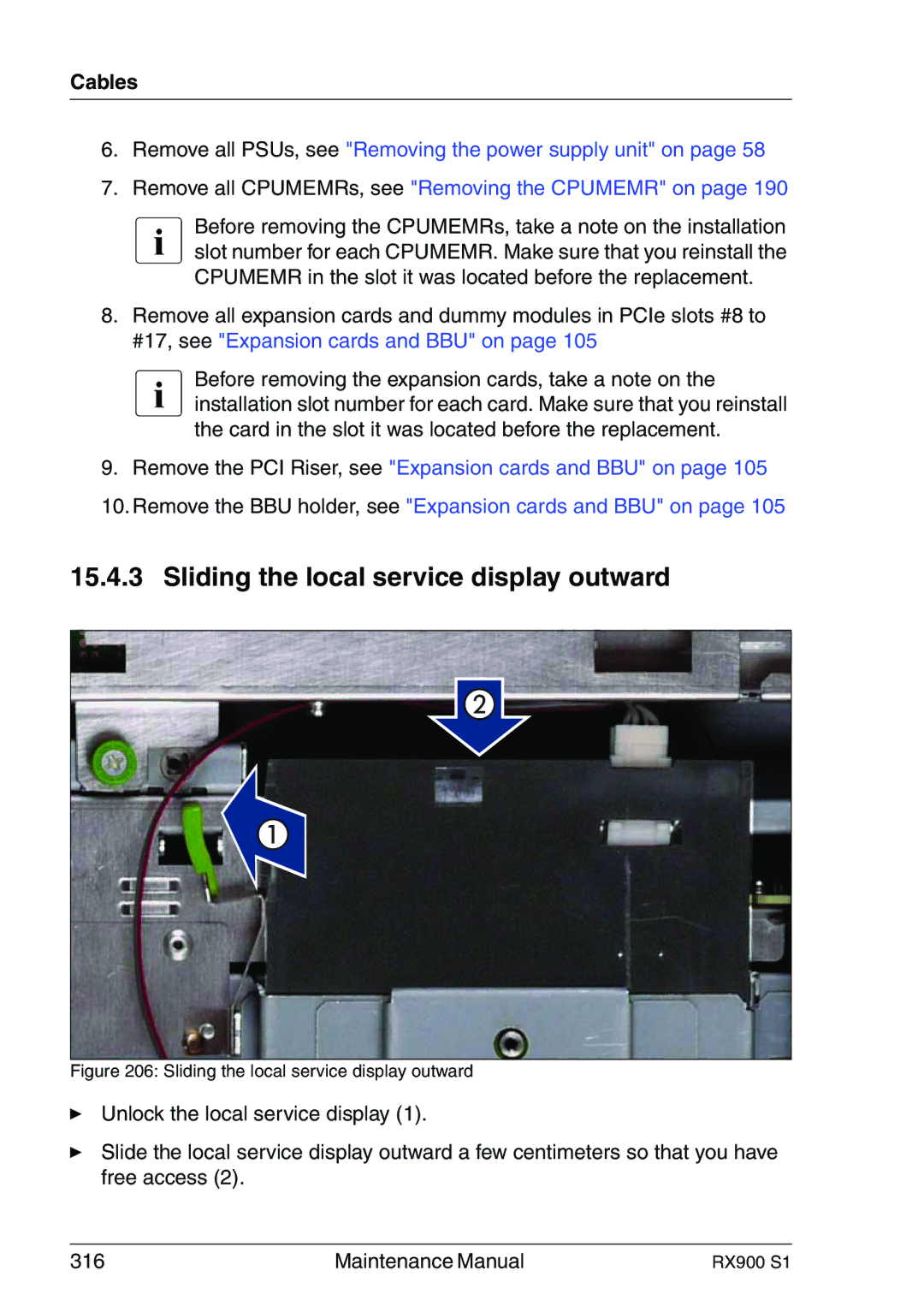 Fujitsu RX900 S1 manual Sliding the local service display outward 